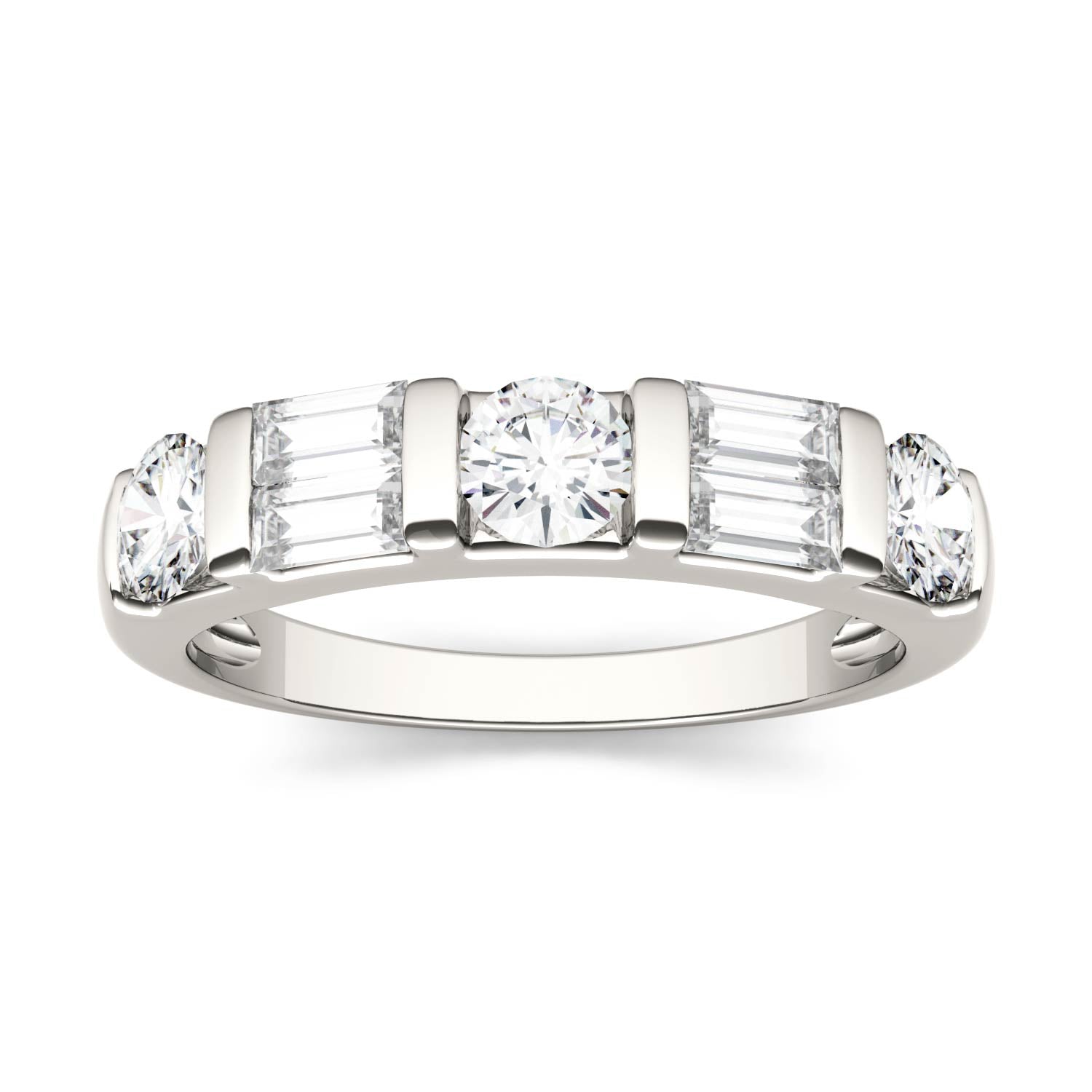 1.15 CTW DEW Straight Baguette Moissanite Stackable Ring in 14K White Gold