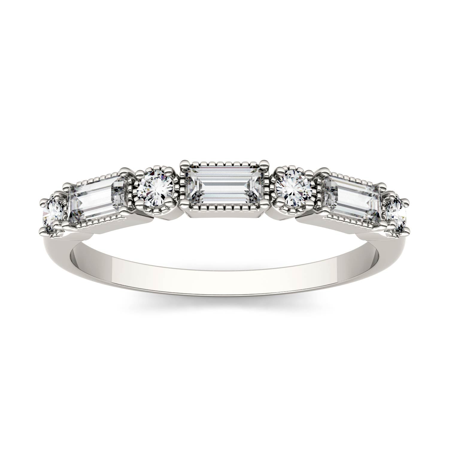 0.47 CTW DEW Straight Baguette Moissanite Stackable Ring in 14K White Gold