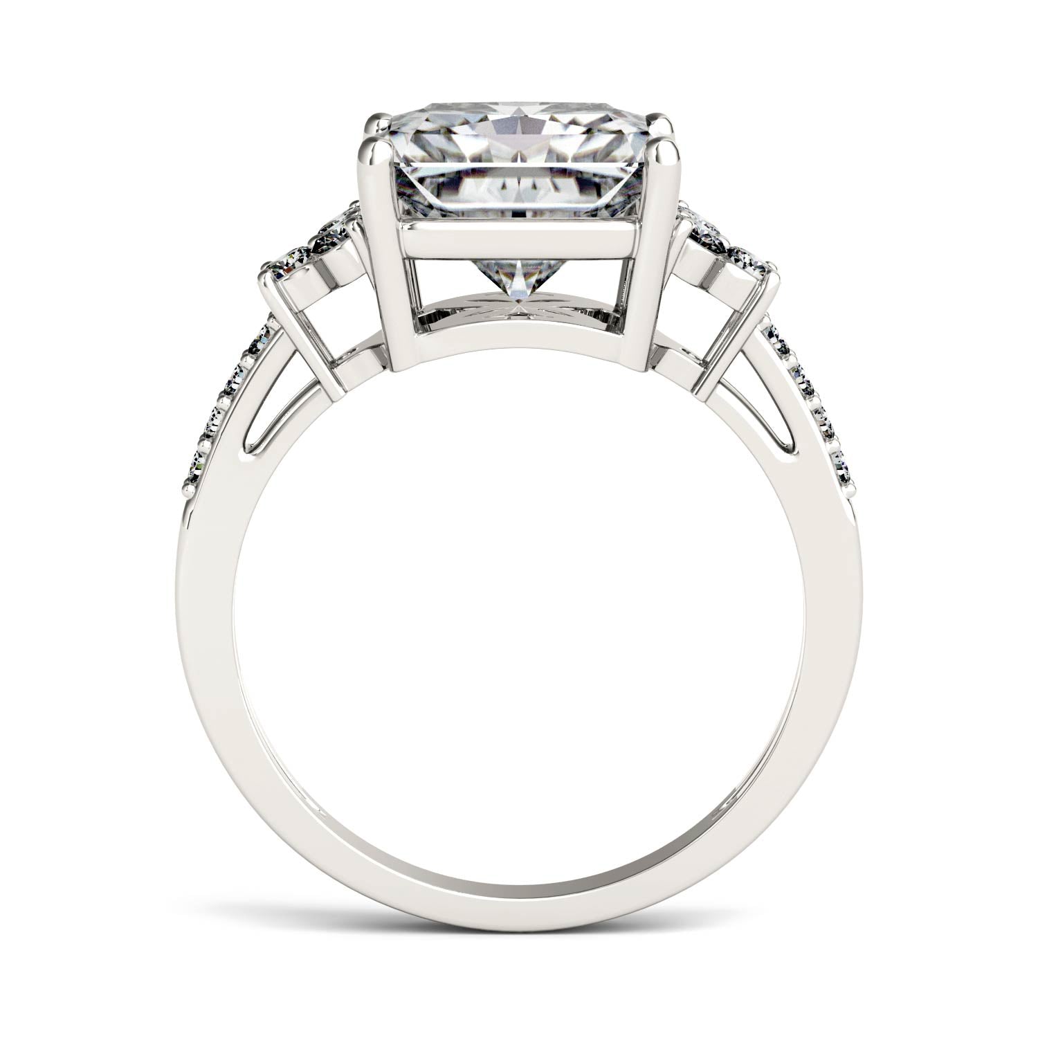 2.90 CTW DEW Radiant Moissanite Engagement Ring in 14K White Gold