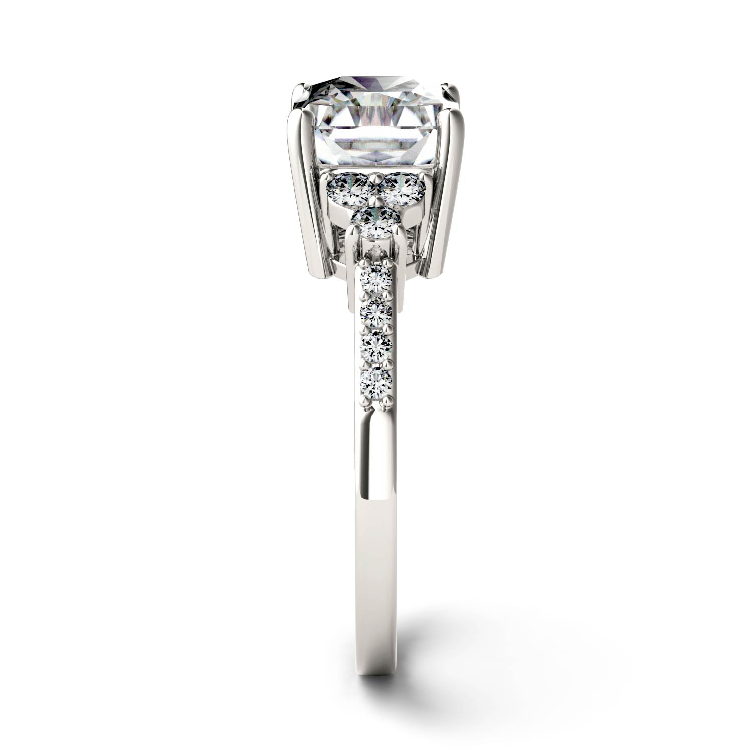 2.90 CTW DEW Radiant Moissanite Engagement Ring in 14K White Gold