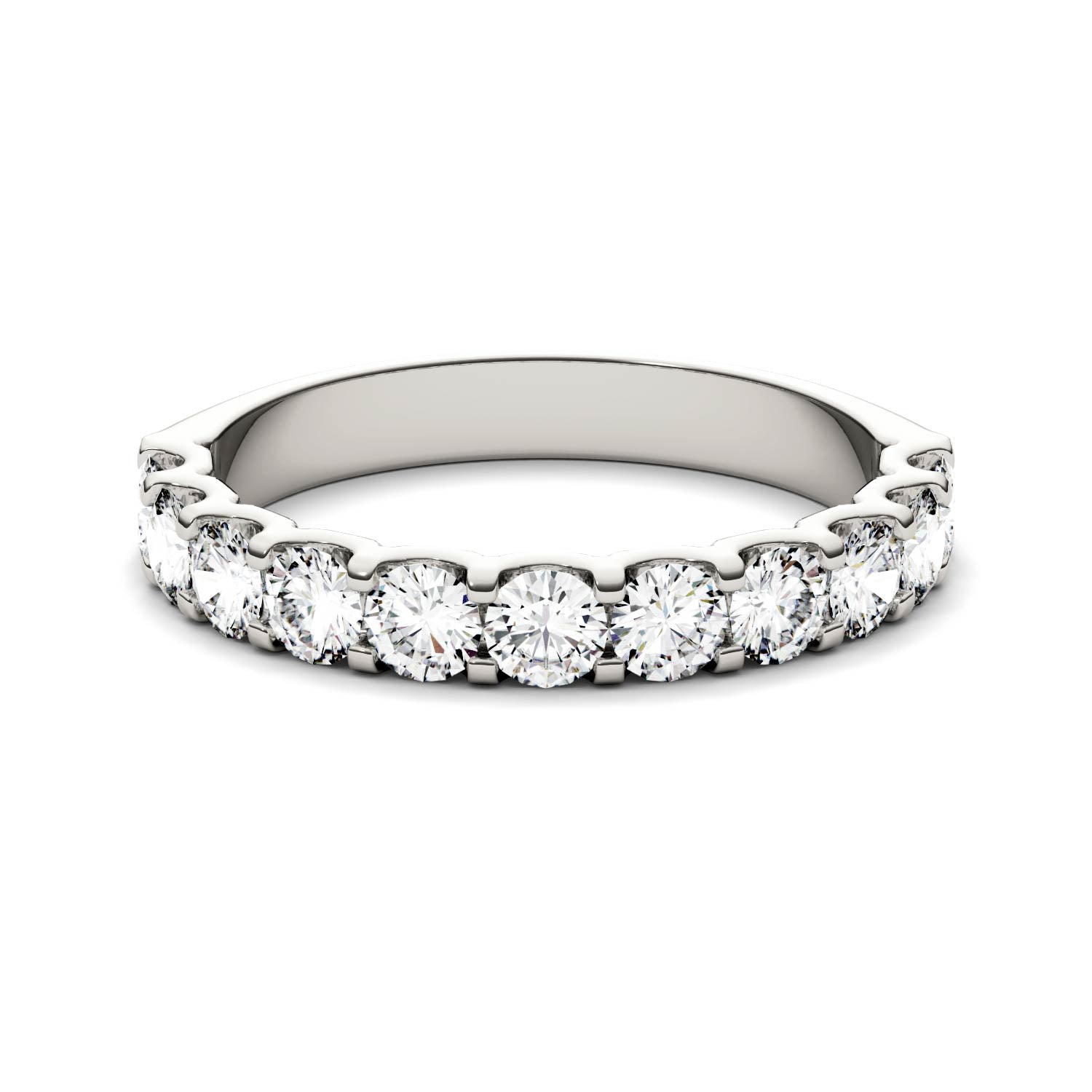 1.10 CTW DEW Round Moissanite Anniversary Band in 14K White Gold