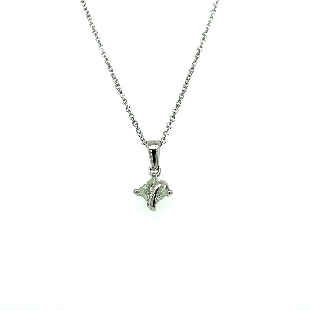 0.37 CTW DEW Square Moissanite Fashion Pendant in Sterling Silver