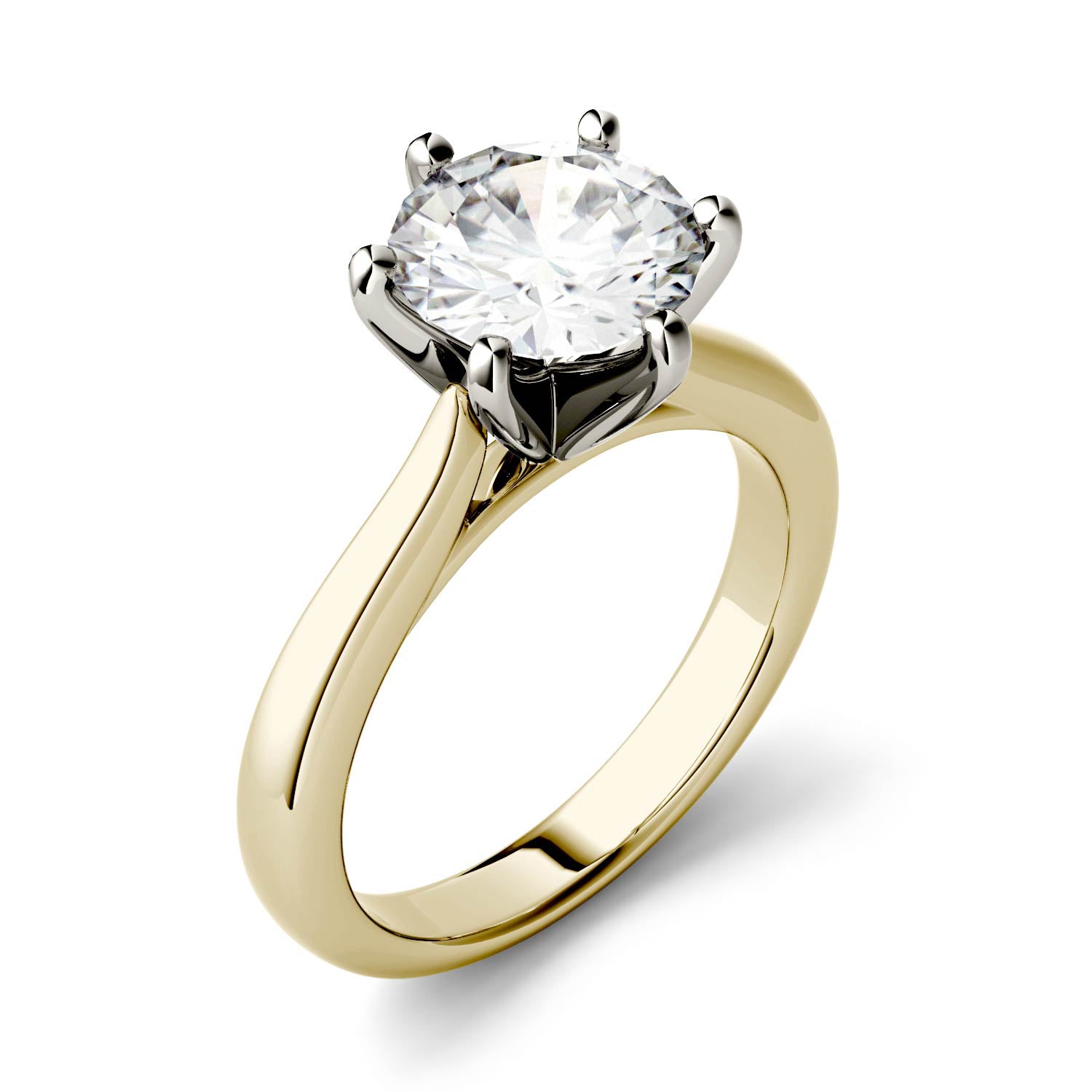 1.90 CTW DEW Round Moissanite Engagement Ring in 14K Two-Toned Gold