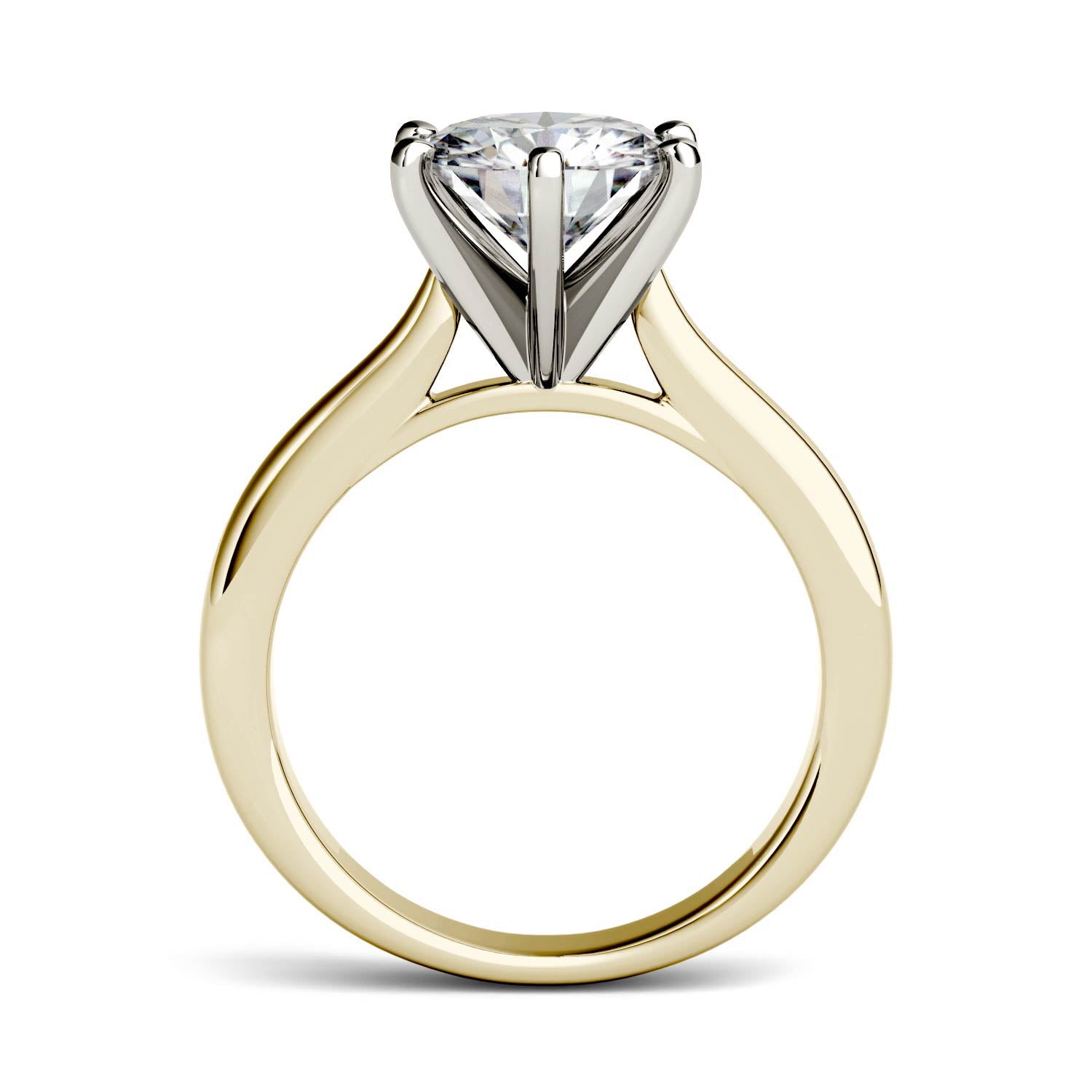 1.90 CTW DEW Round Moissanite Engagement Ring in 14K Two-Toned Gold