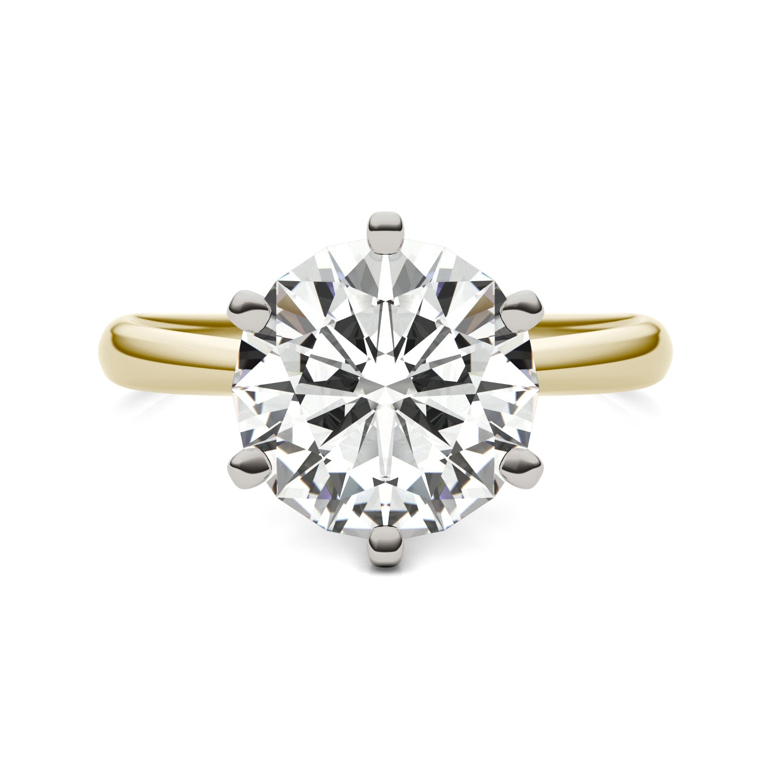 3.10 CTW DEW Round Moissanite Solitaire Ring in 14K Two-Tone Gold