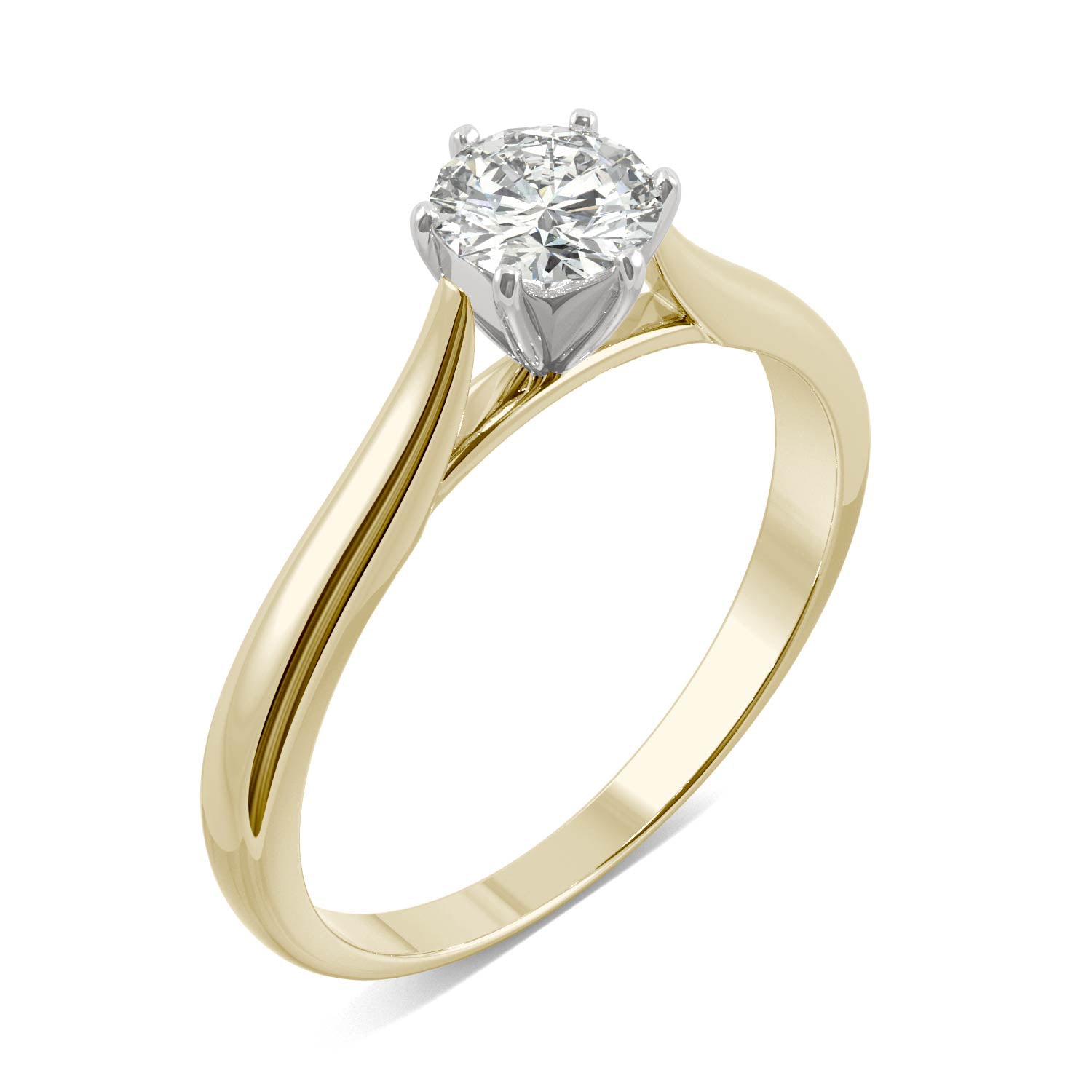 0.50 CTW DEW Round Moissanite Engagement Ring in 14K Two-Toned Gold