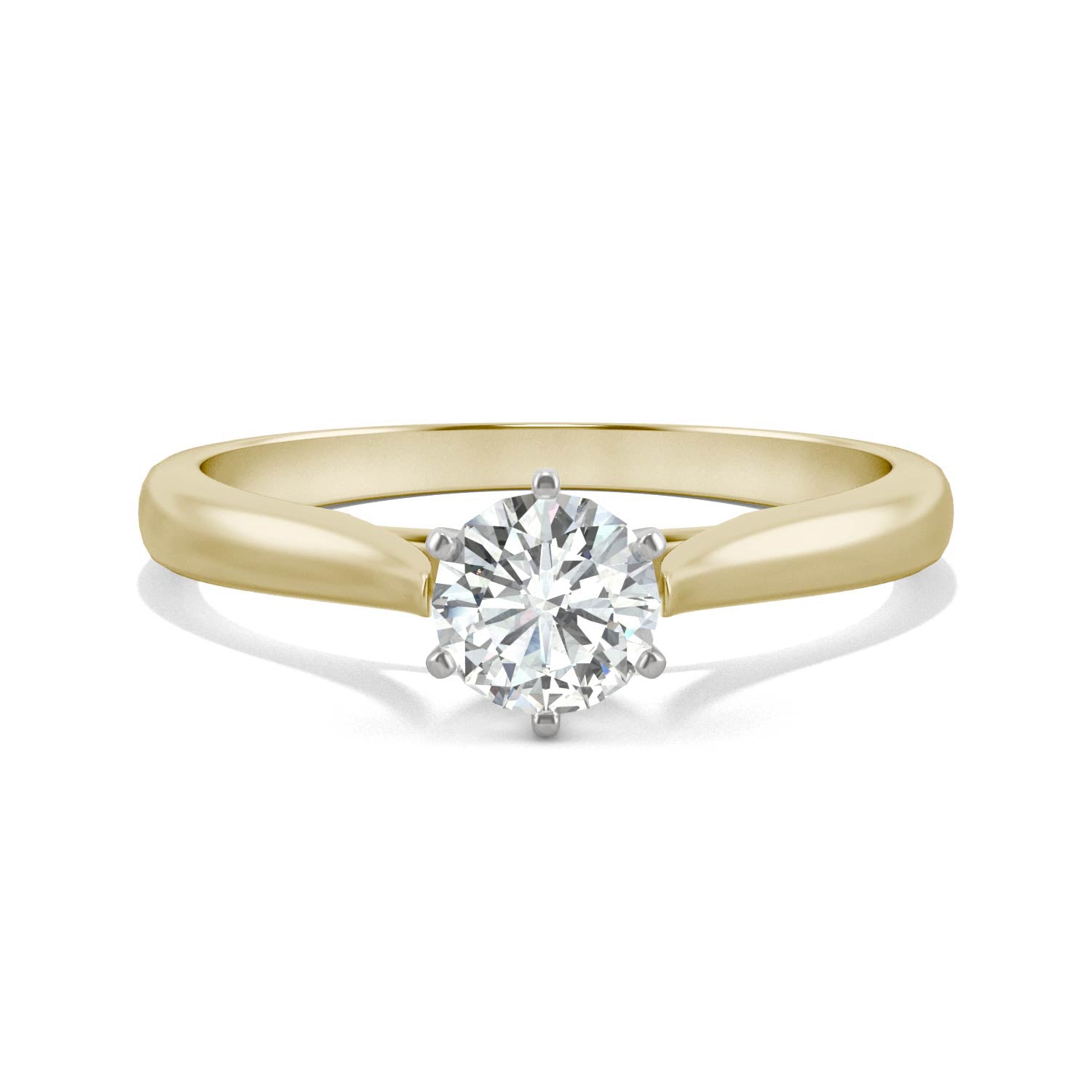 0.50 CTW DEW Round Moissanite Engagement Ring in 14K Two-Toned Gold