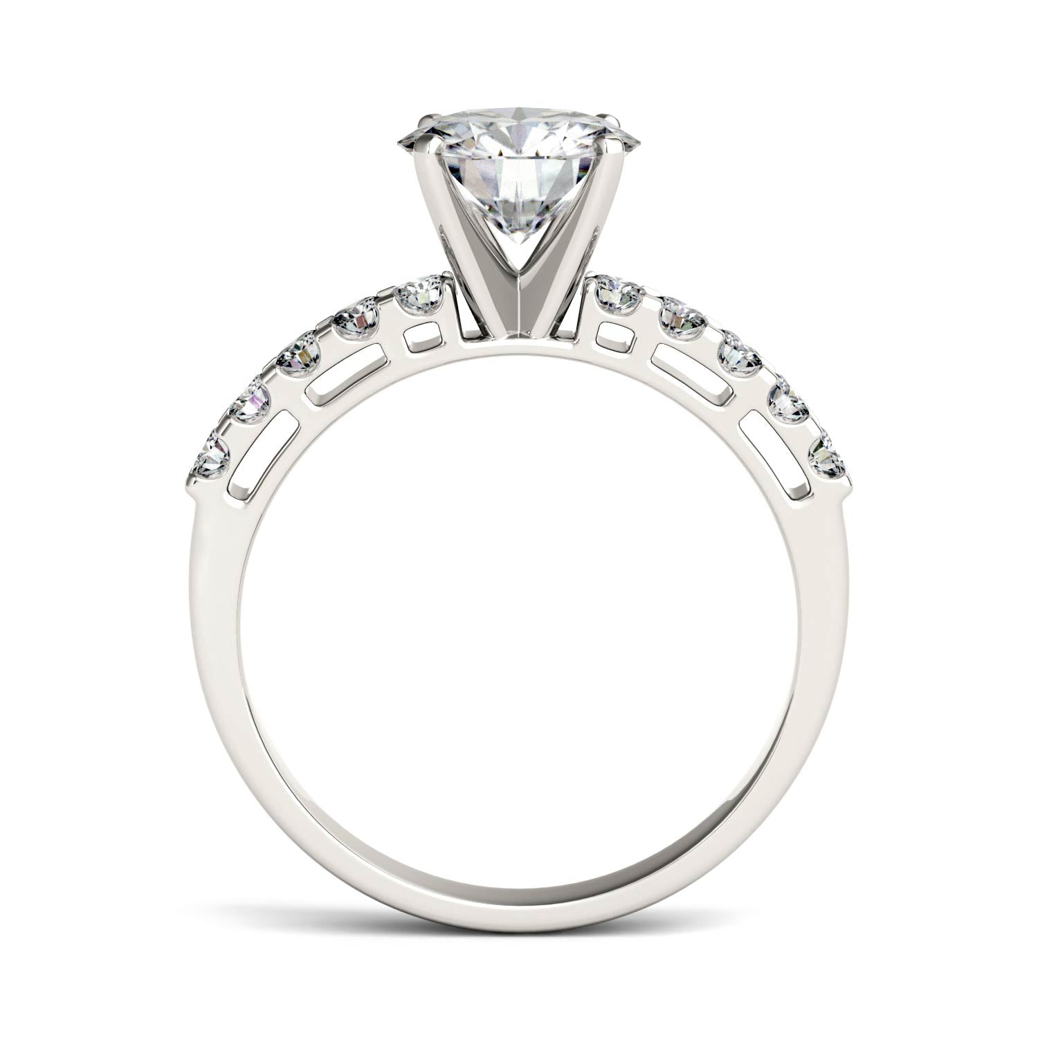 1.80 CTW DEW Round Moissanite Engagement Ring in 14K White Gold