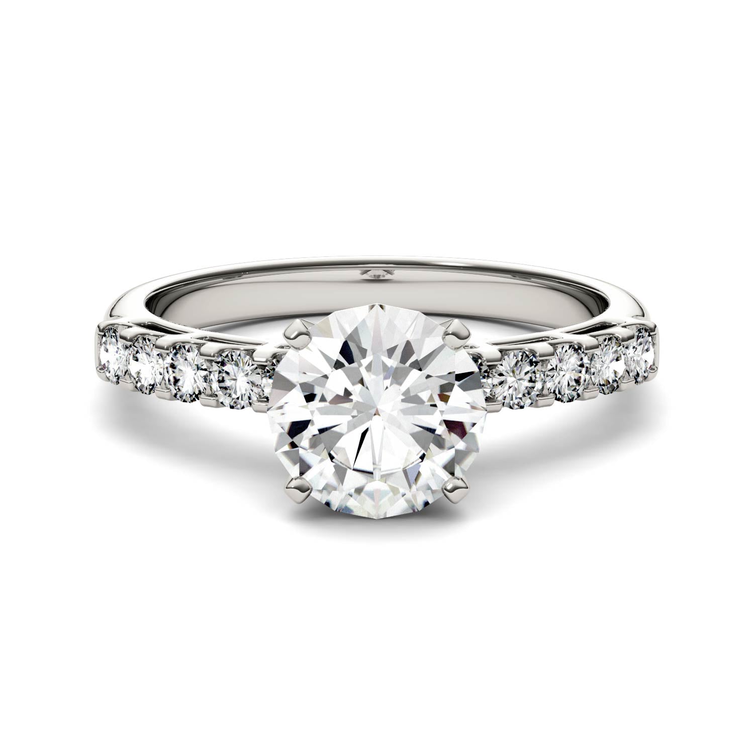 1.80 CTW DEW Round Moissanite Engagement Ring in 14K White Gold