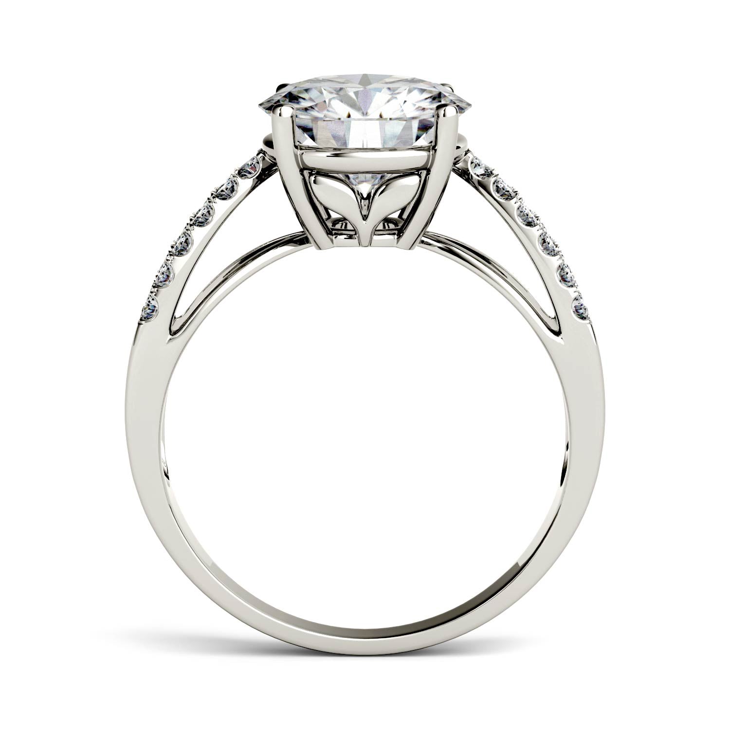 2.92 CTW DEW Round Moissanite Engagement Ring in 14K White Gold