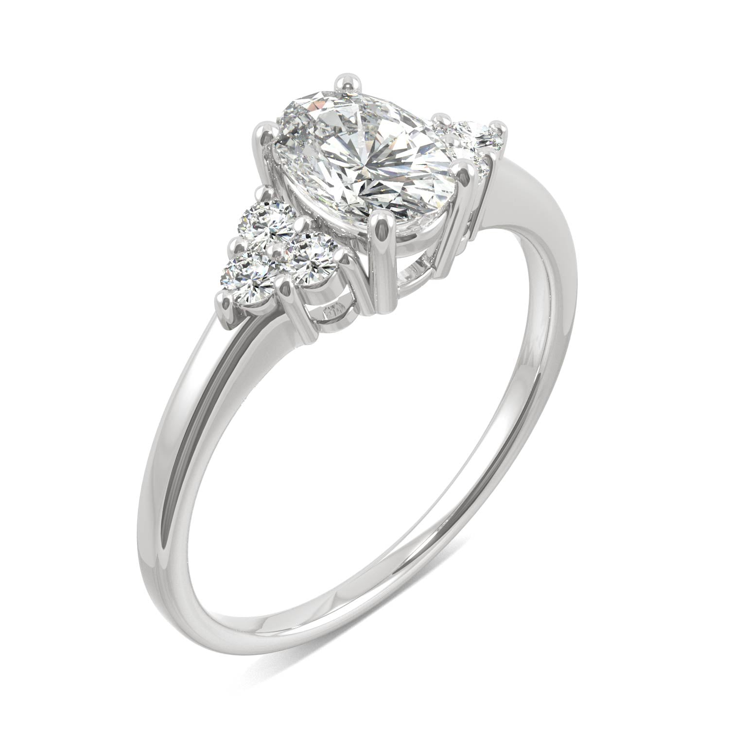 1.08 CTW DEW Oval Moissanite Engagement Ring in 14K White Gold