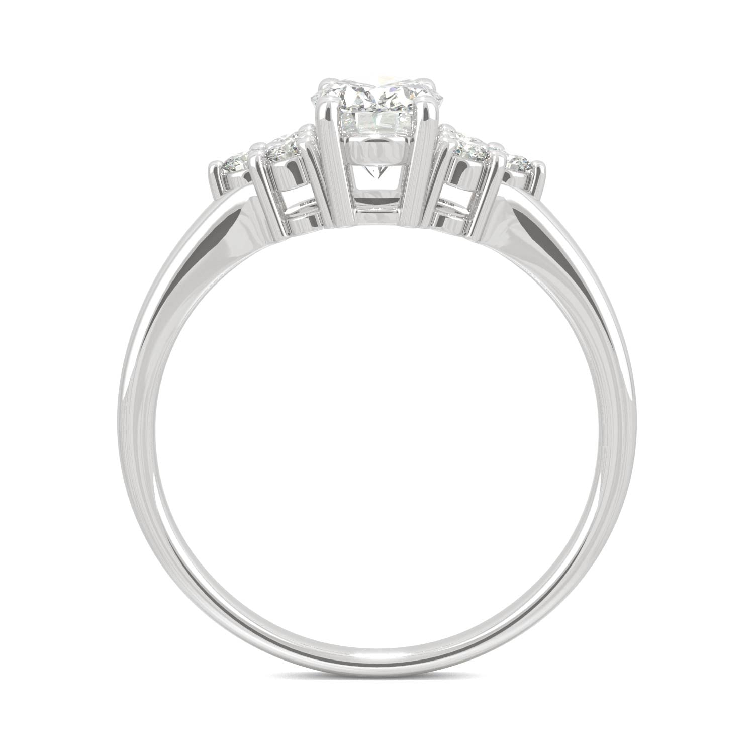 1.08 CTW DEW Oval Moissanite Engagement Ring in 14K White Gold