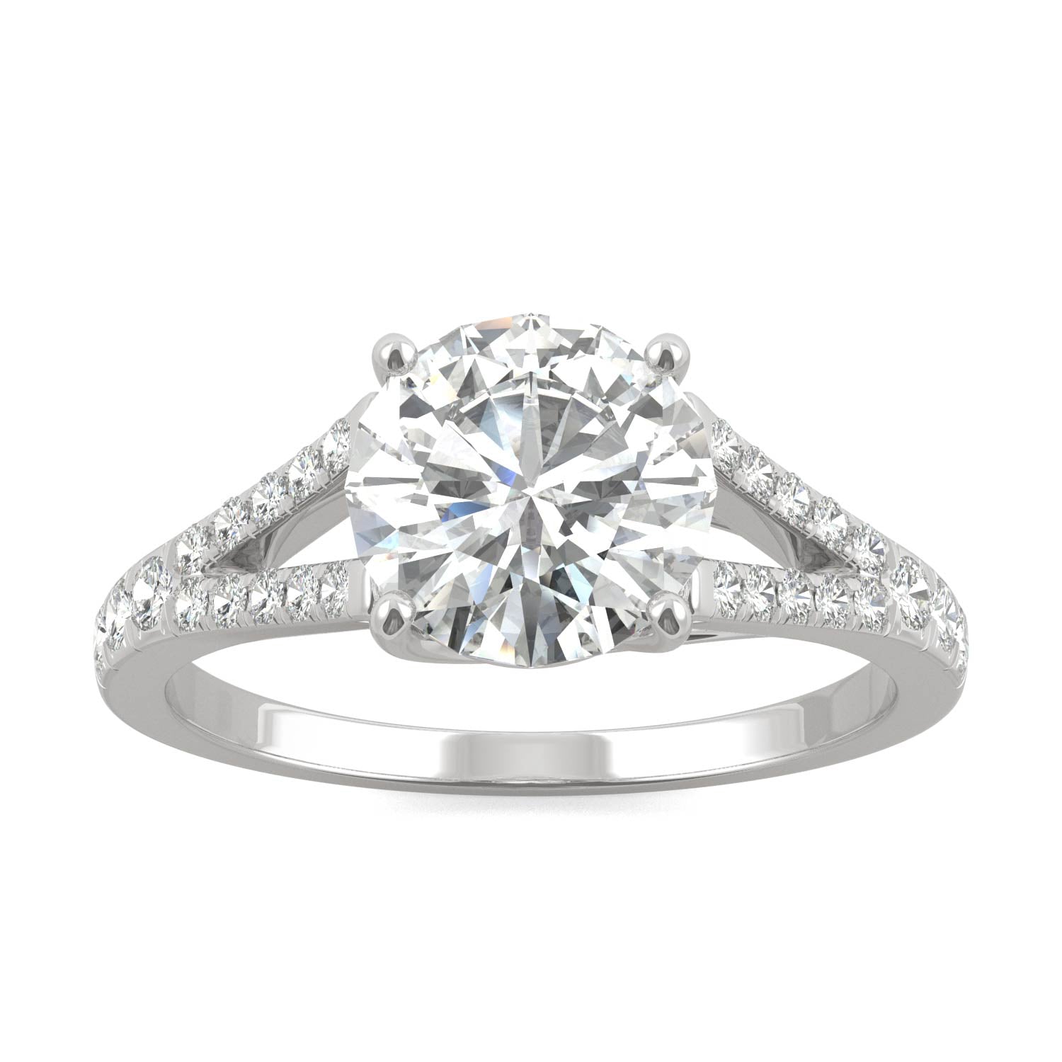 2.24 CTW DEW Round Moissanite Engagement Ring in 14K White Gold