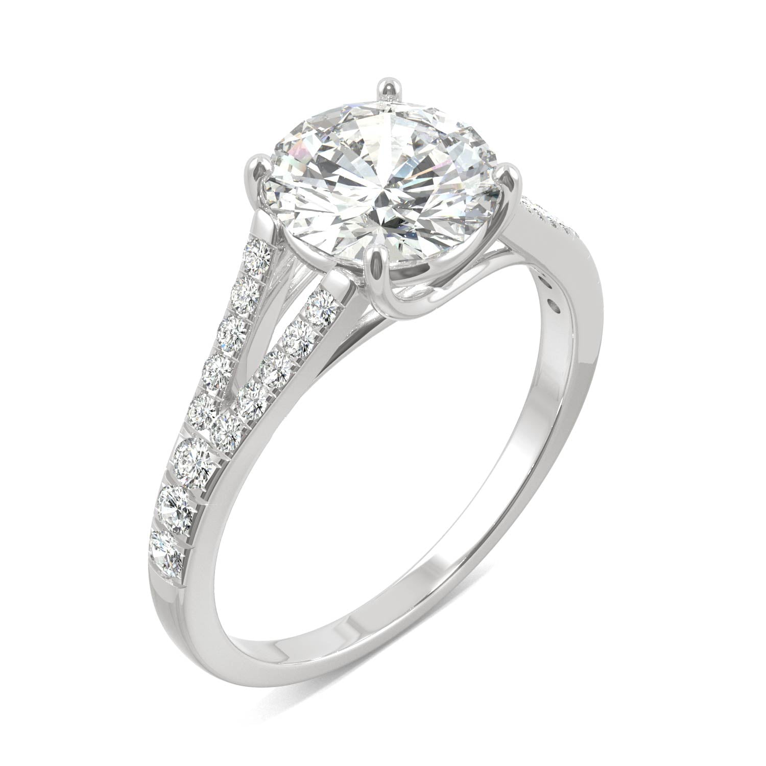 2.24 CTW DEW Round Moissanite Engagement Ring in 14K White Gold