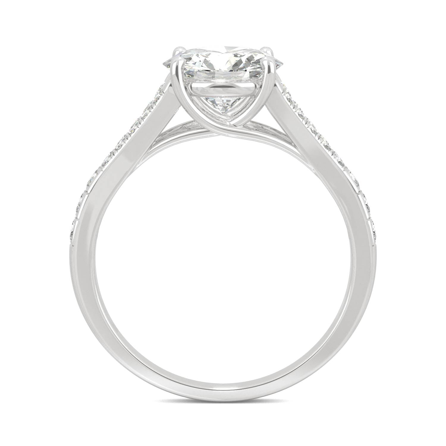 2.24 CTW DEW Round Moissanite Engagement Ring in 14K White Gold