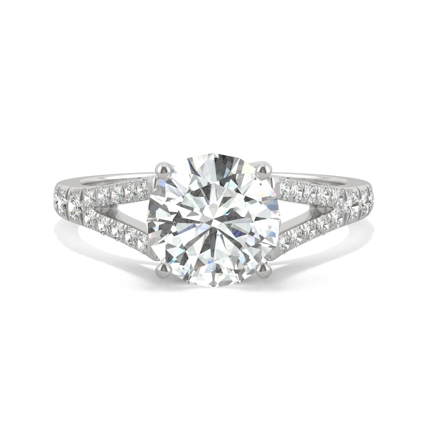 2.24 CTW DEW Round Moissanite Engagement Ring in 14K White Gold