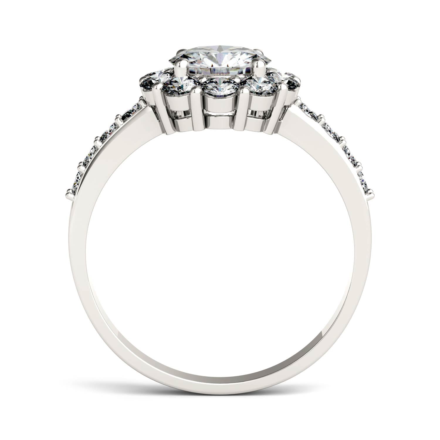 1.78 CTW DEW Round Moissanite Halo Ring in 14K White Gold