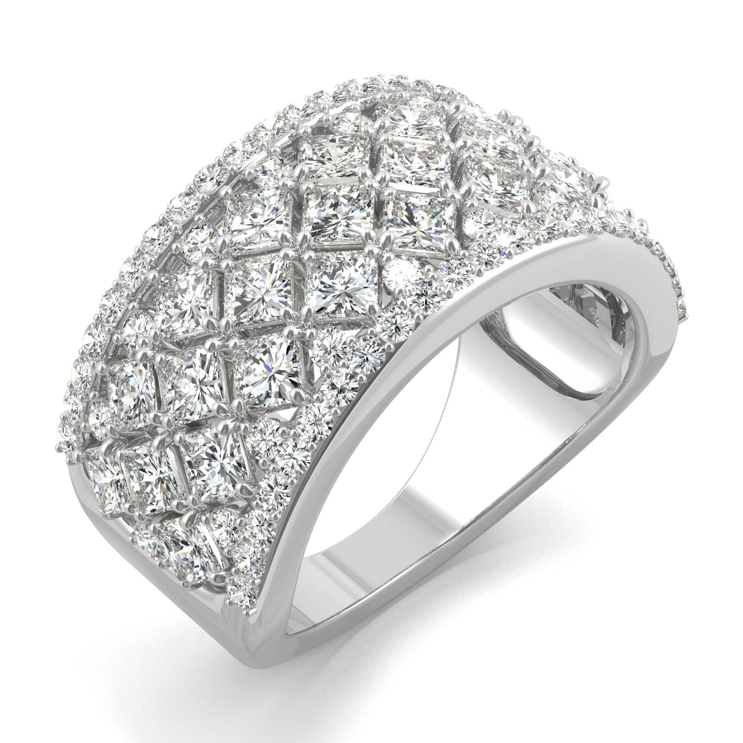 3.74 CTW DEW Square Moissanite Fashion Ring in 14K White Gold