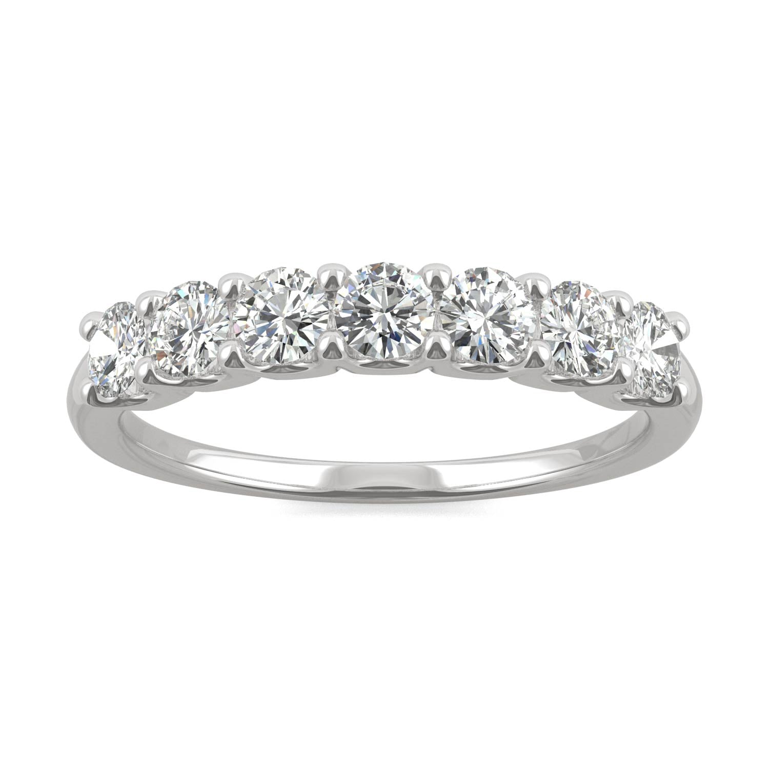 0.70 CTW DEW Round Moissanite Anniversary Band in 14K White Gold