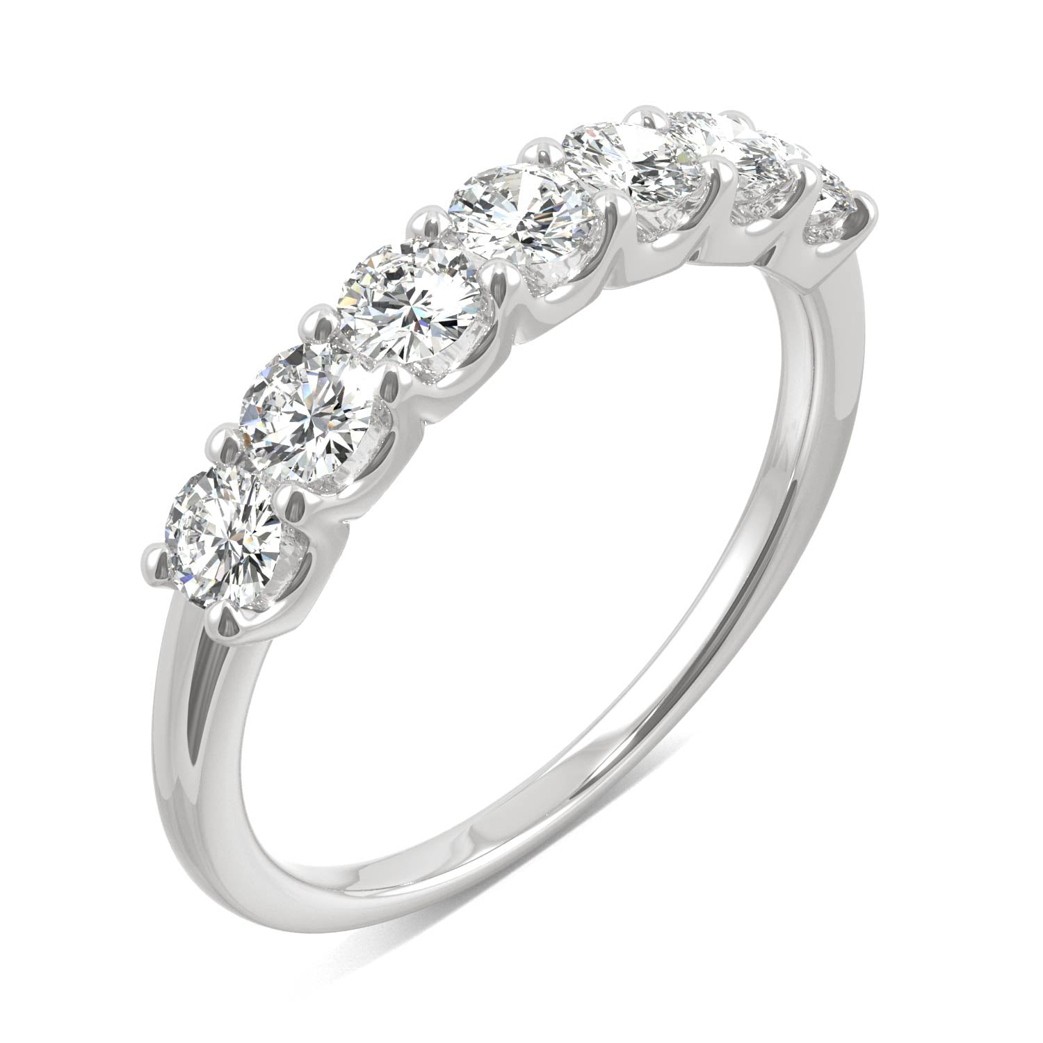 0.70 CTW DEW Round Moissanite Anniversary Band in 14K White Gold