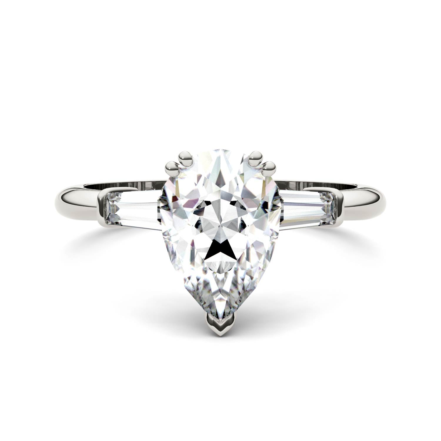 2.47 CTW DEW Pear Moissanite Engagement Ring in 14K White Gold