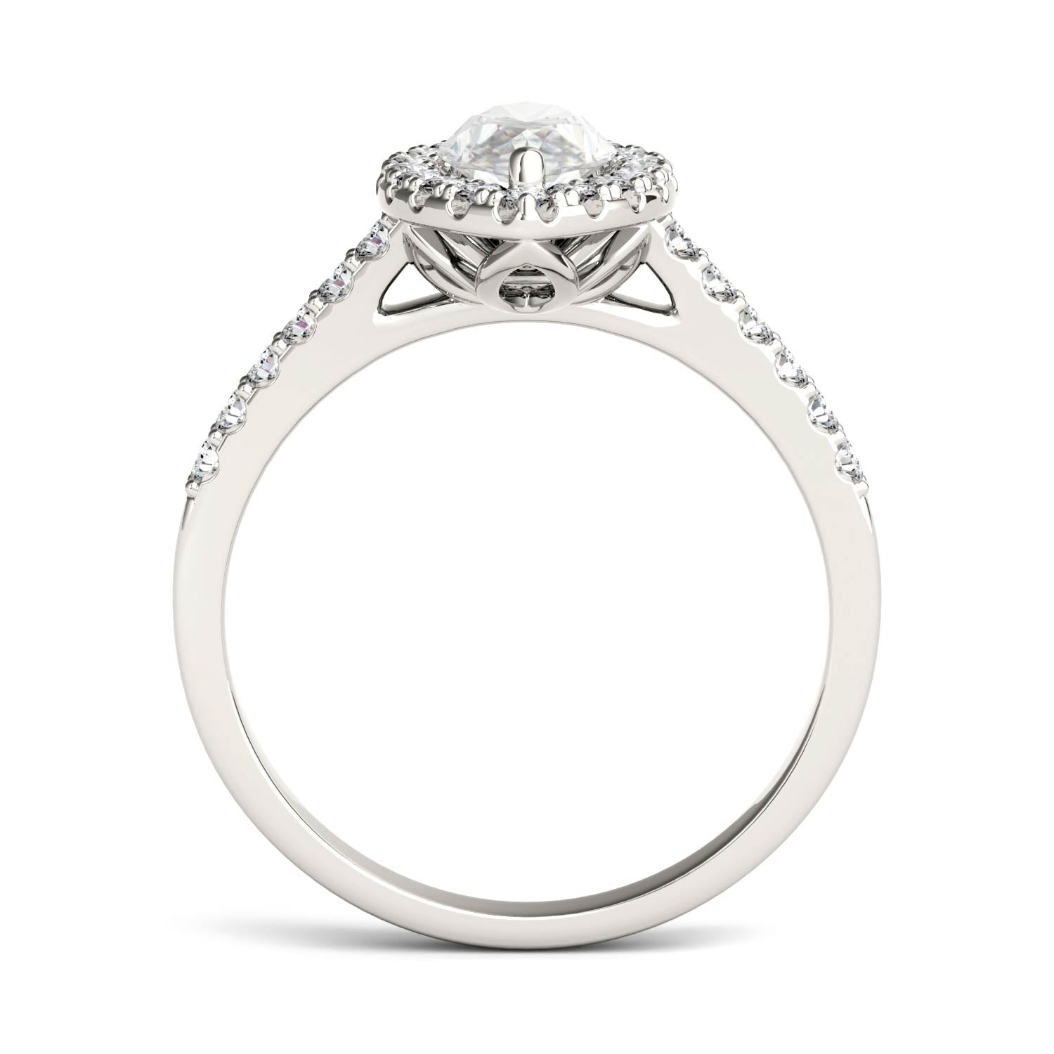 1.45 CTW DEW Marquise Moissanite Halo Ring in 14K White Gold