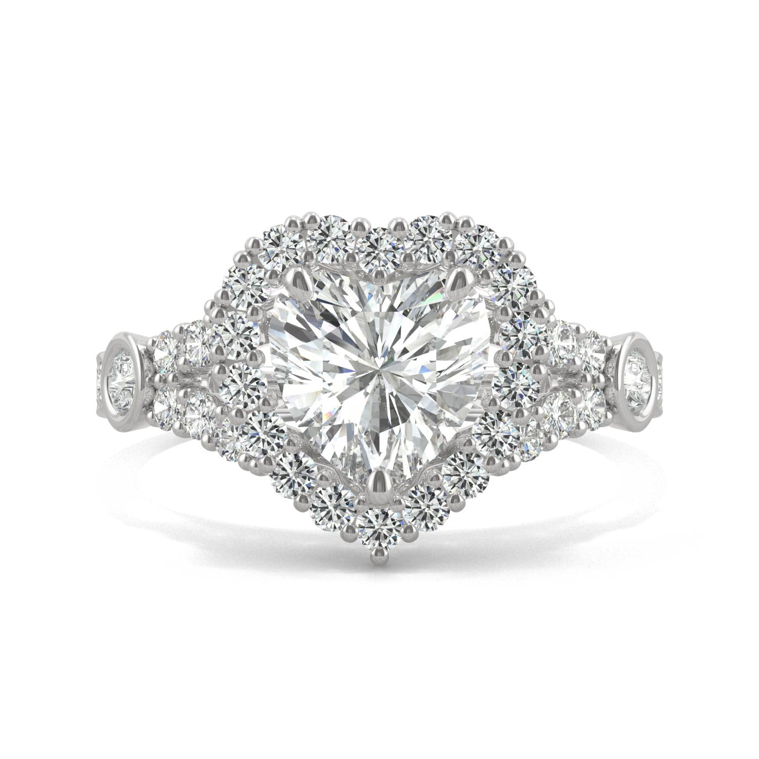 1.79 CTW DEW Heart Moissanite Engagement Ring in 14K White Gold