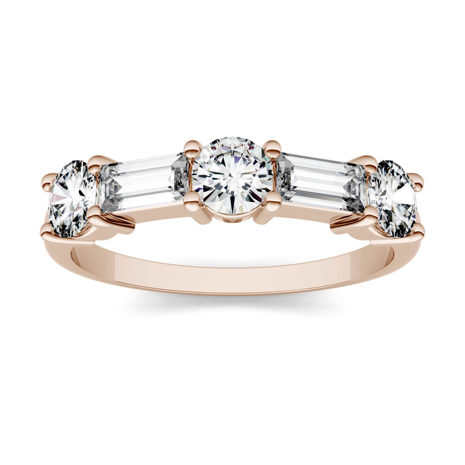 1.15 CTW DEW Straight Baguette Moissanite Stackable Ring in 14K Rose Gold