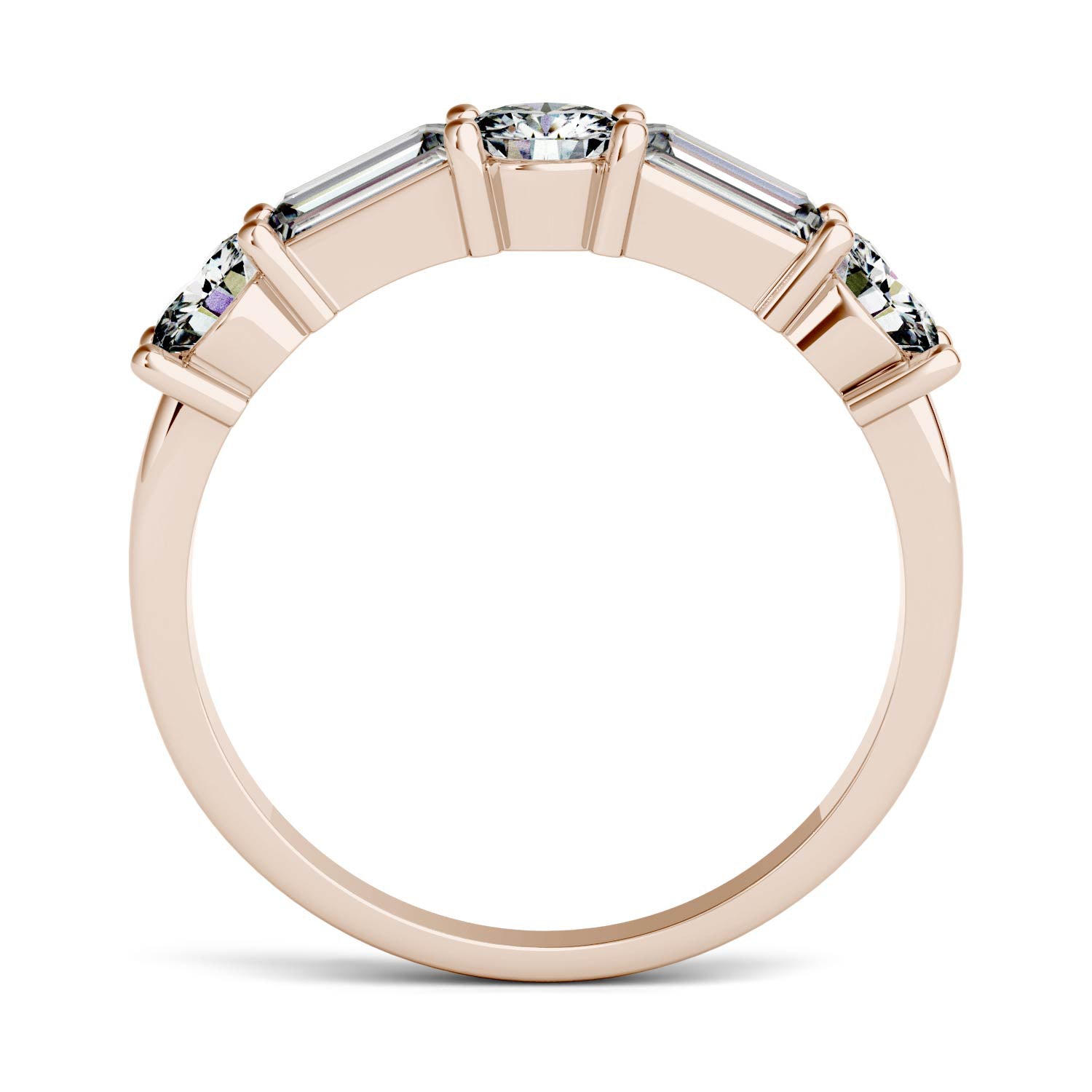 1.15 CTW DEW Straight Baguette Moissanite Stackable Ring in 14K Rose Gold