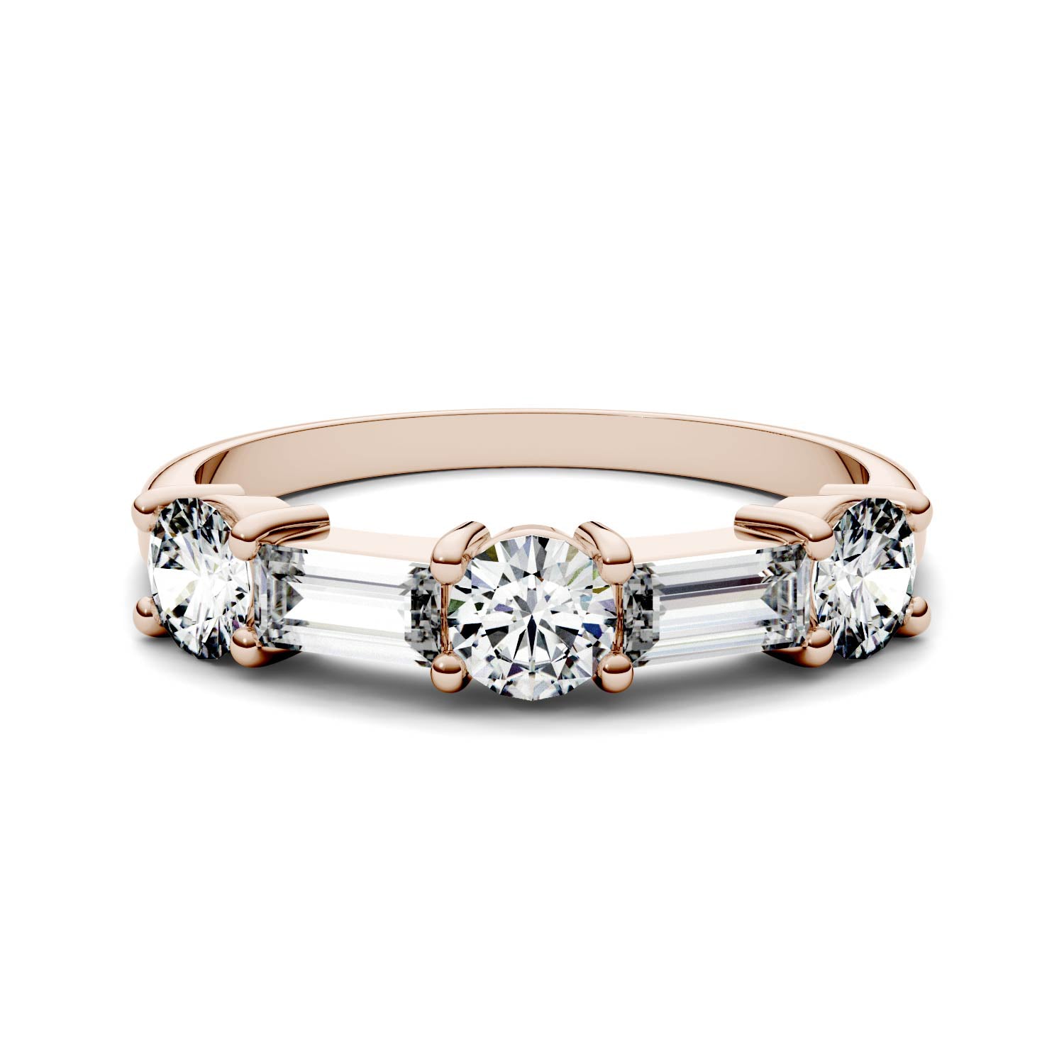 1.15 CTW DEW Straight Baguette Moissanite Stackable Ring in 14K Rose Gold