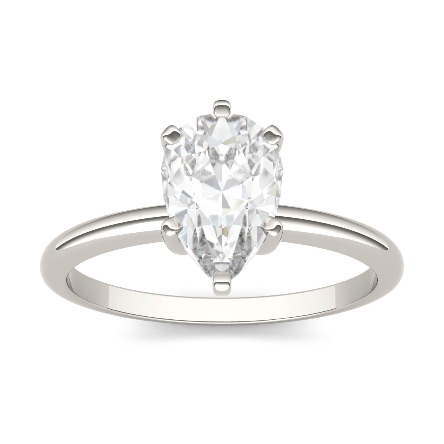 1.50 CTW DEW Pear Moissanite Engagement Ring in 14K White Gold