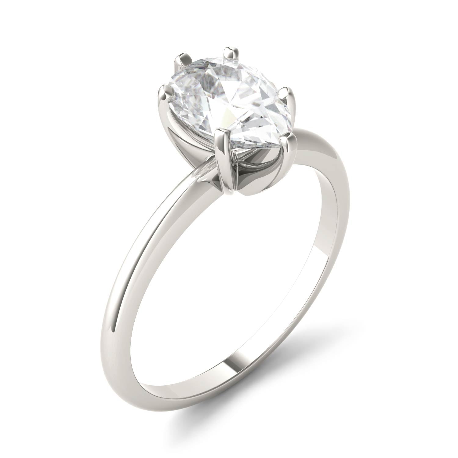 1.50 CTW DEW Pear Moissanite Engagement Ring in 14K White Gold