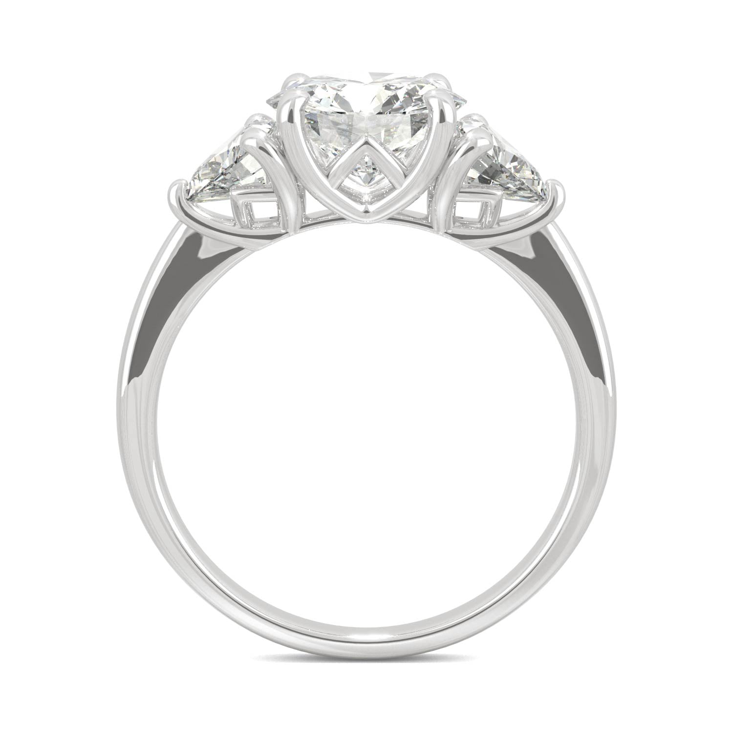 2.70 CTW DEW Round Moissanite Three Stone Ring in 14K White Gold