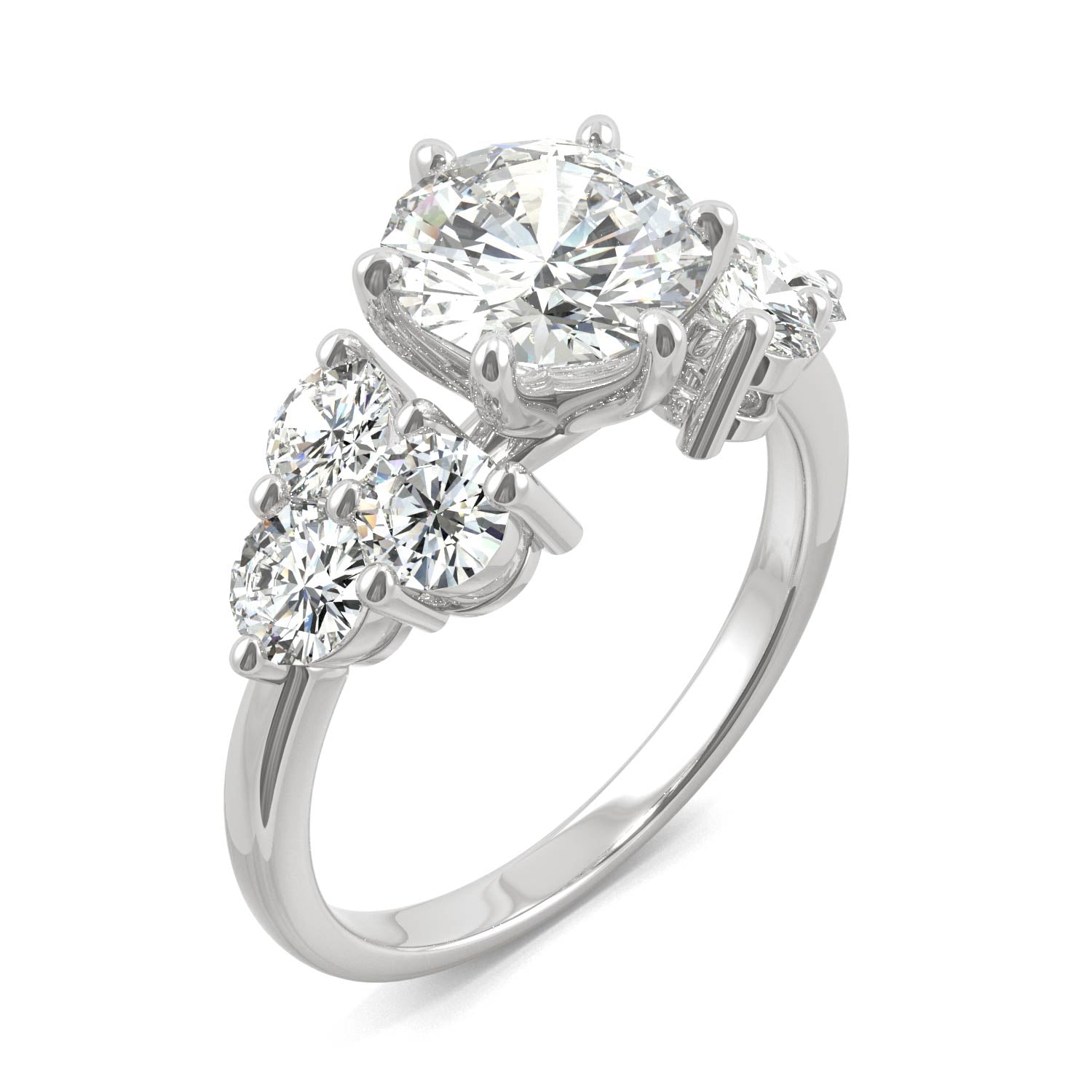 3.28 CTW DEW Round Moissanite Engagement Ring in 14K White Gold