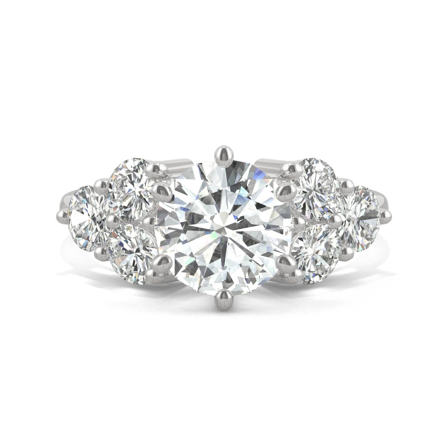 3.28 CTW DEW Round Moissanite Engagement Ring in 14K White Gold