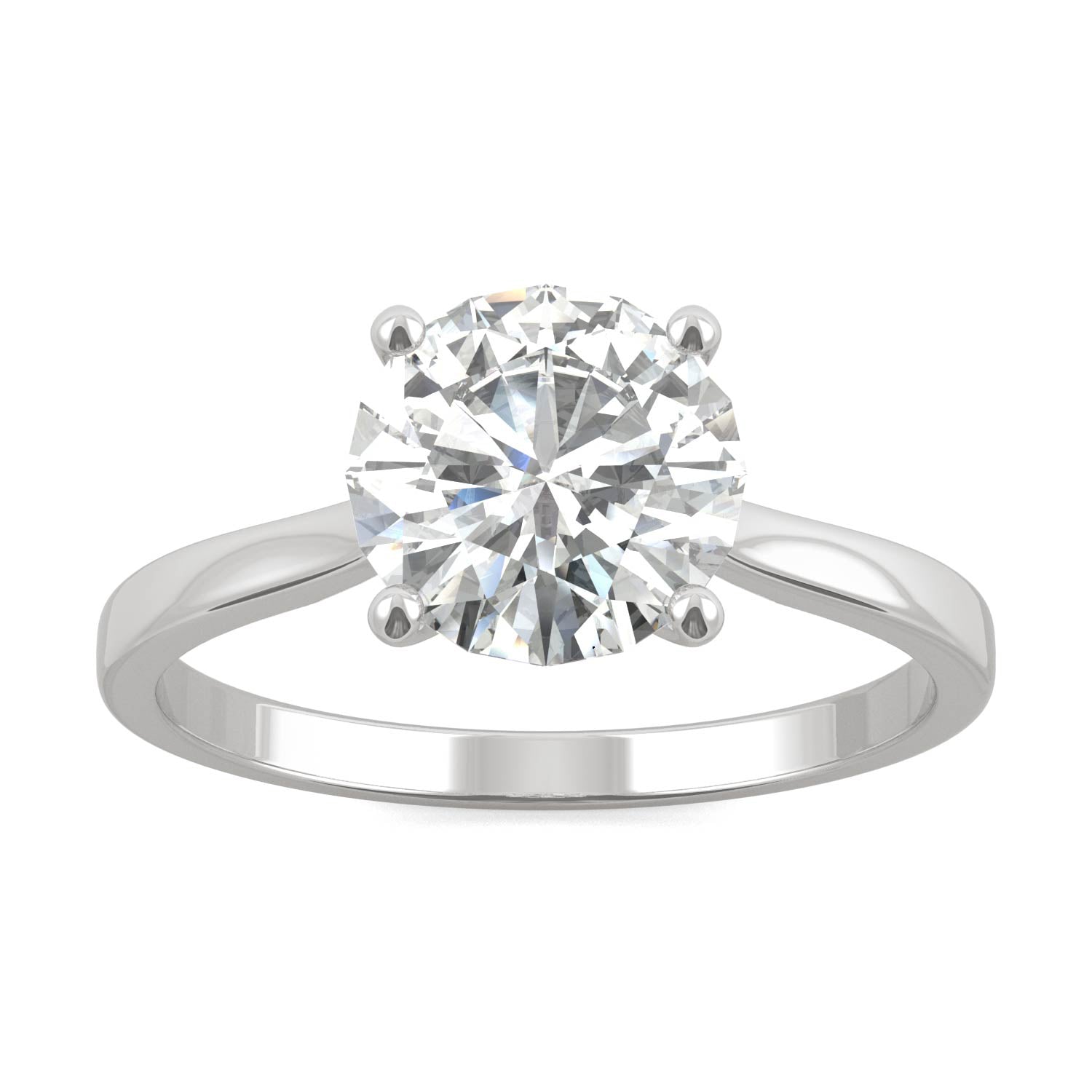 1.90 CTW DEW Round Moissanite Solitaire Engagement Ring in 14K White Gold