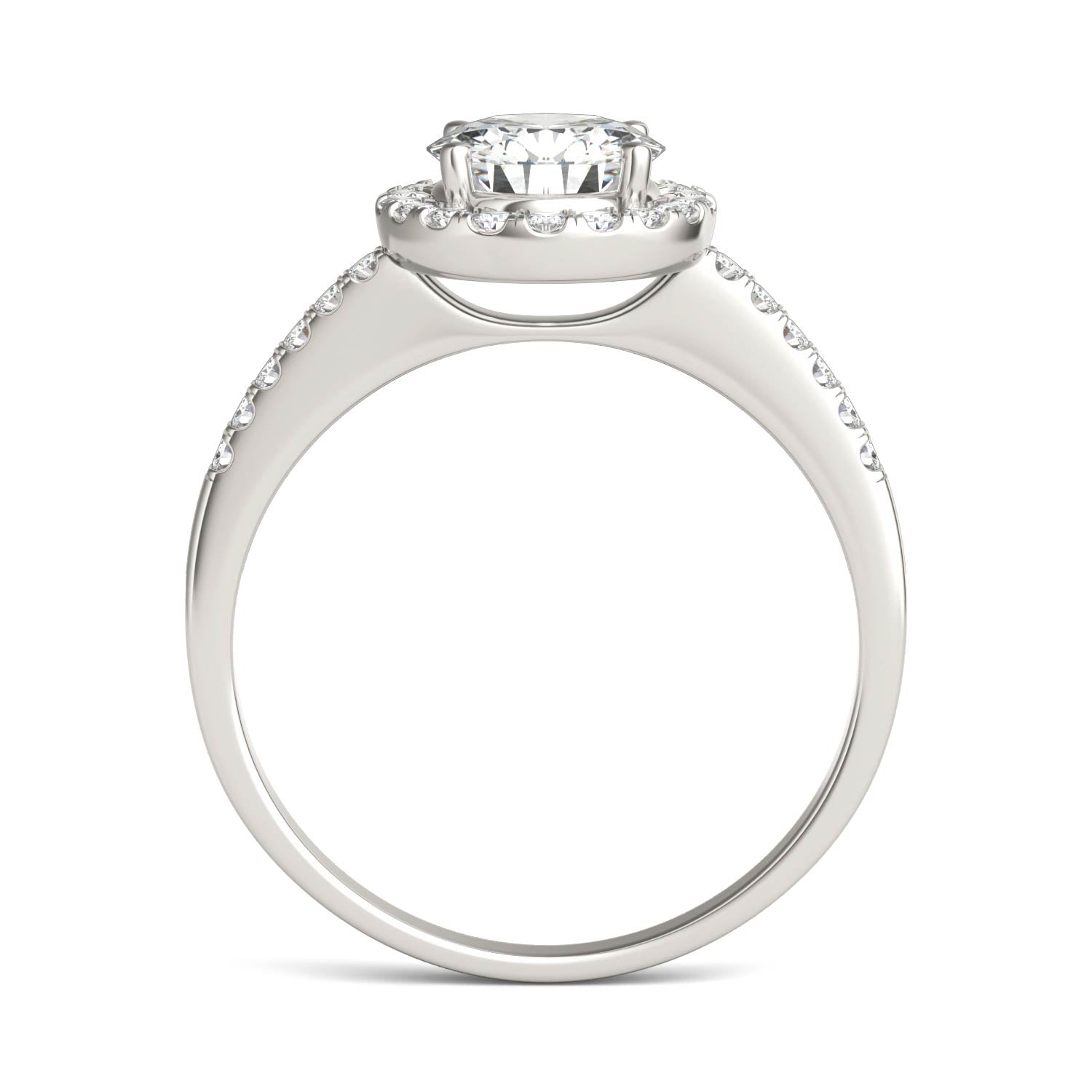 1.30 CTW DEW Round Moissanite Halo Ring in 14K White Gold