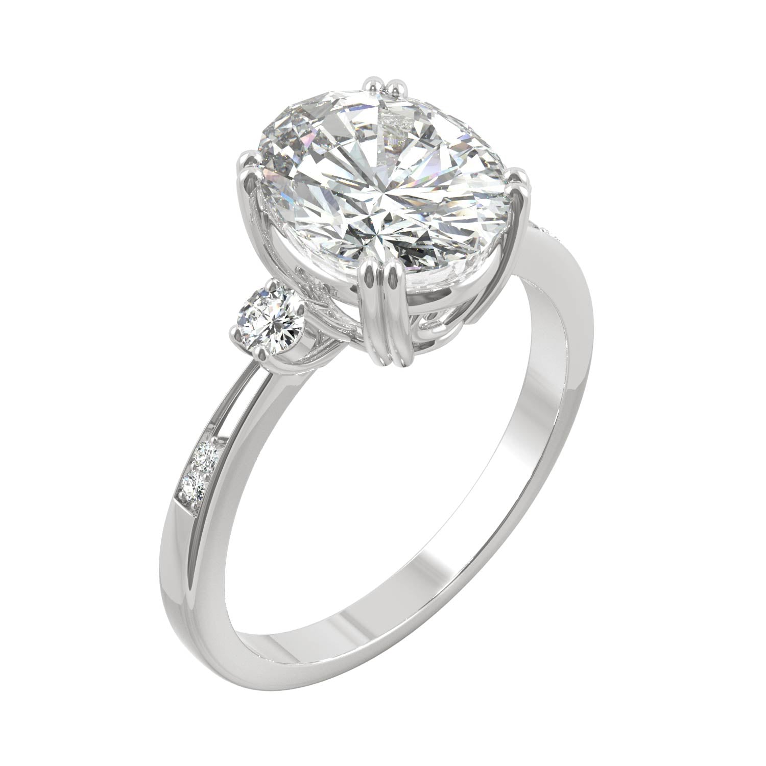 3.14 CTW DEW Oval Moissanite Seven Stone Ring in 14K White Gold