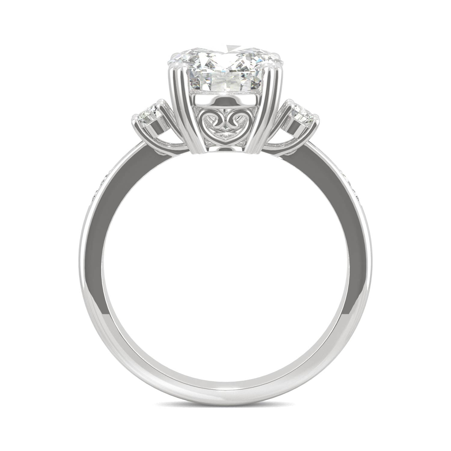 3.14 CTW DEW Oval Moissanite Seven Stone Ring in 14K White Gold