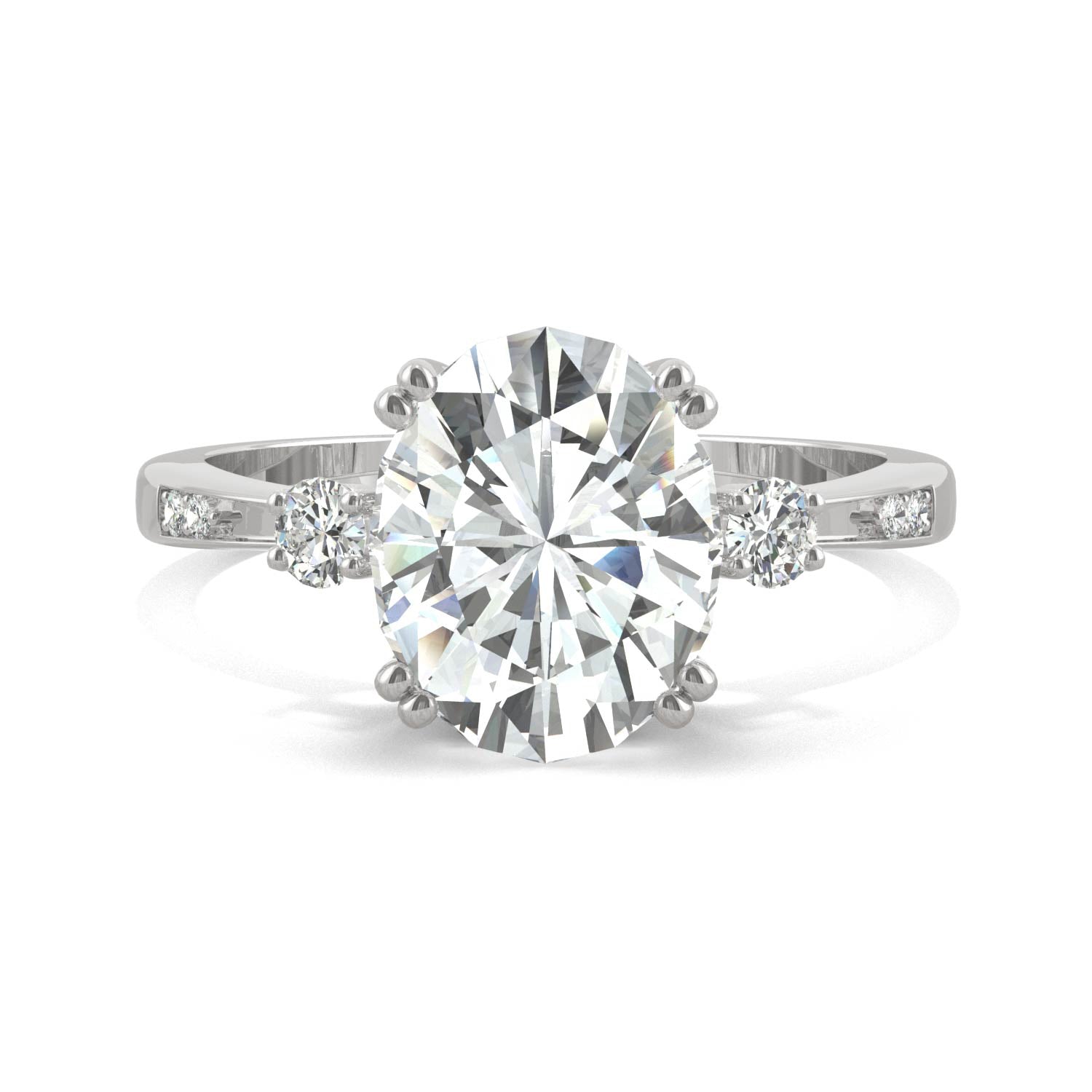 3.14 CTW DEW Oval Moissanite Seven Stone Ring in 14K White Gold