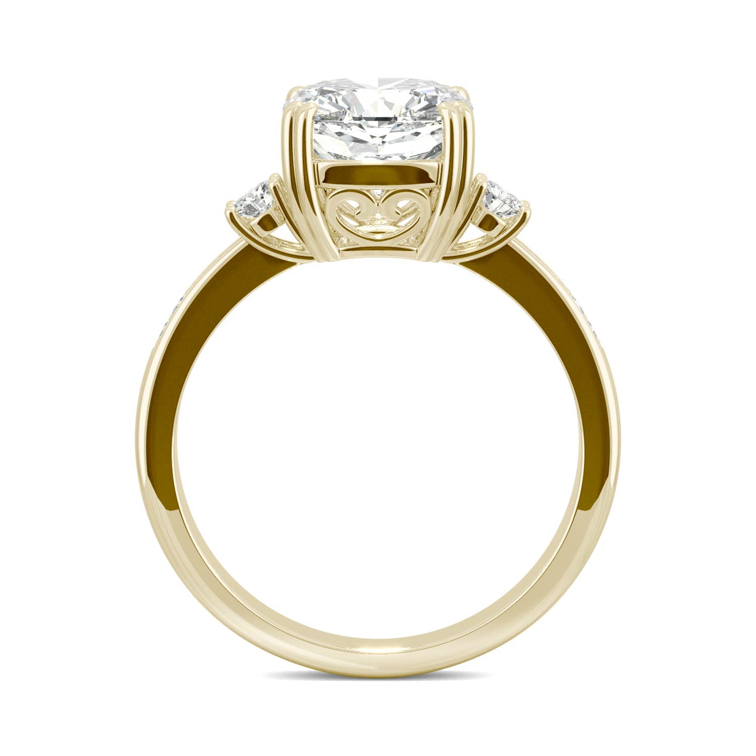 2.54 CTW DEW Cushion Moissanite Seven Stone Ring in 14K Yellow Gold