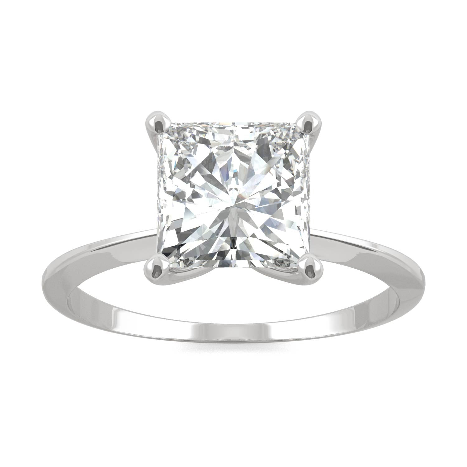 1.92 CTW DEW Princess Moissanite Solitaire Engagement Ring in 14K White Gold