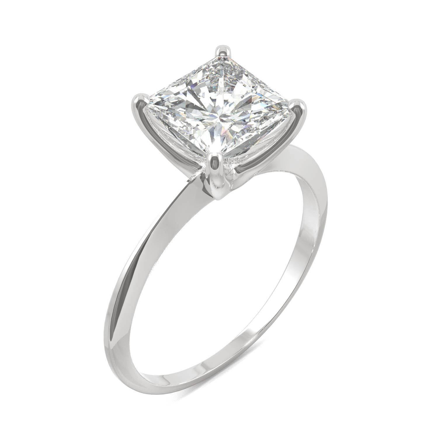 1.92 CTW DEW Princess Moissanite Solitaire Engagement Ring in 14K White Gold