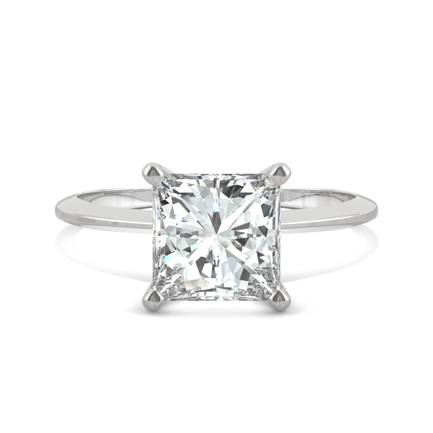 1.92 CTW DEW Princess Moissanite Solitaire Engagement Ring in 14K White Gold