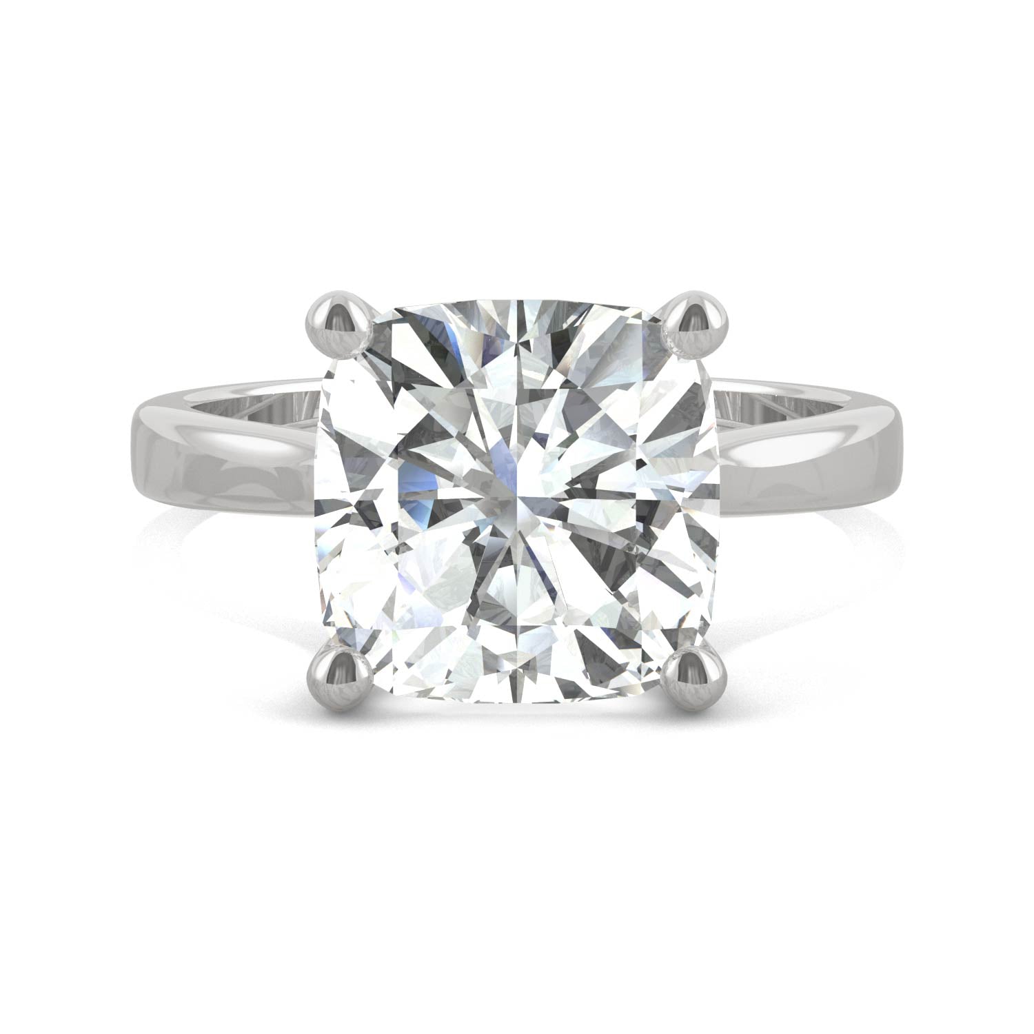 4.20 CTW DEW Cushion Moissanite Solitaire Engagement Ring in 14K White Gold