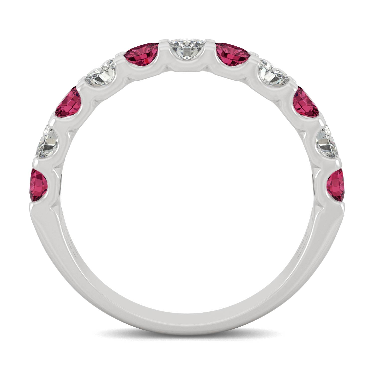 1.58 CTW DEW Round Ruby Stackable Ring in 14K White Gold