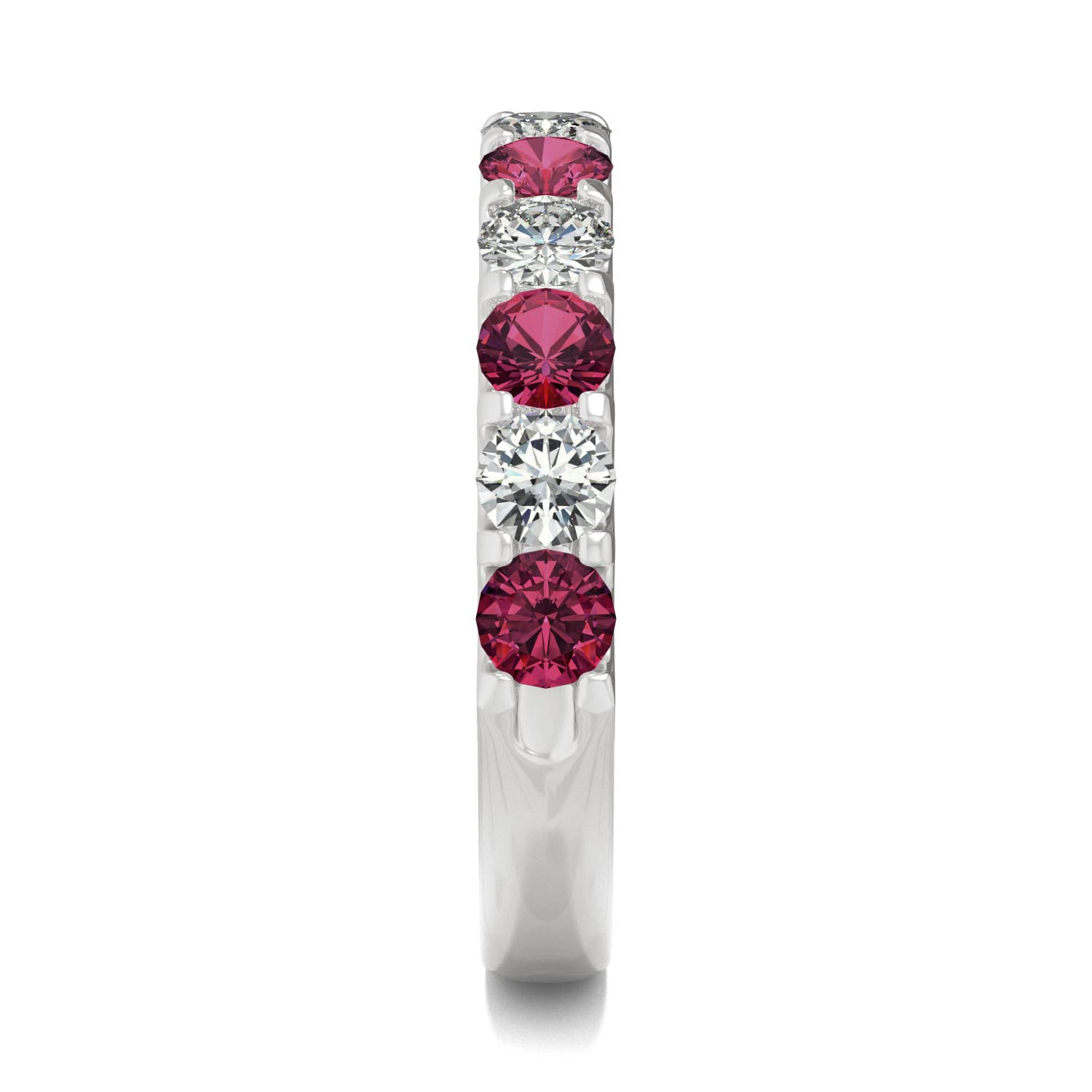 1.58 CTW DEW Round Ruby Stackable Ring in 14K White Gold