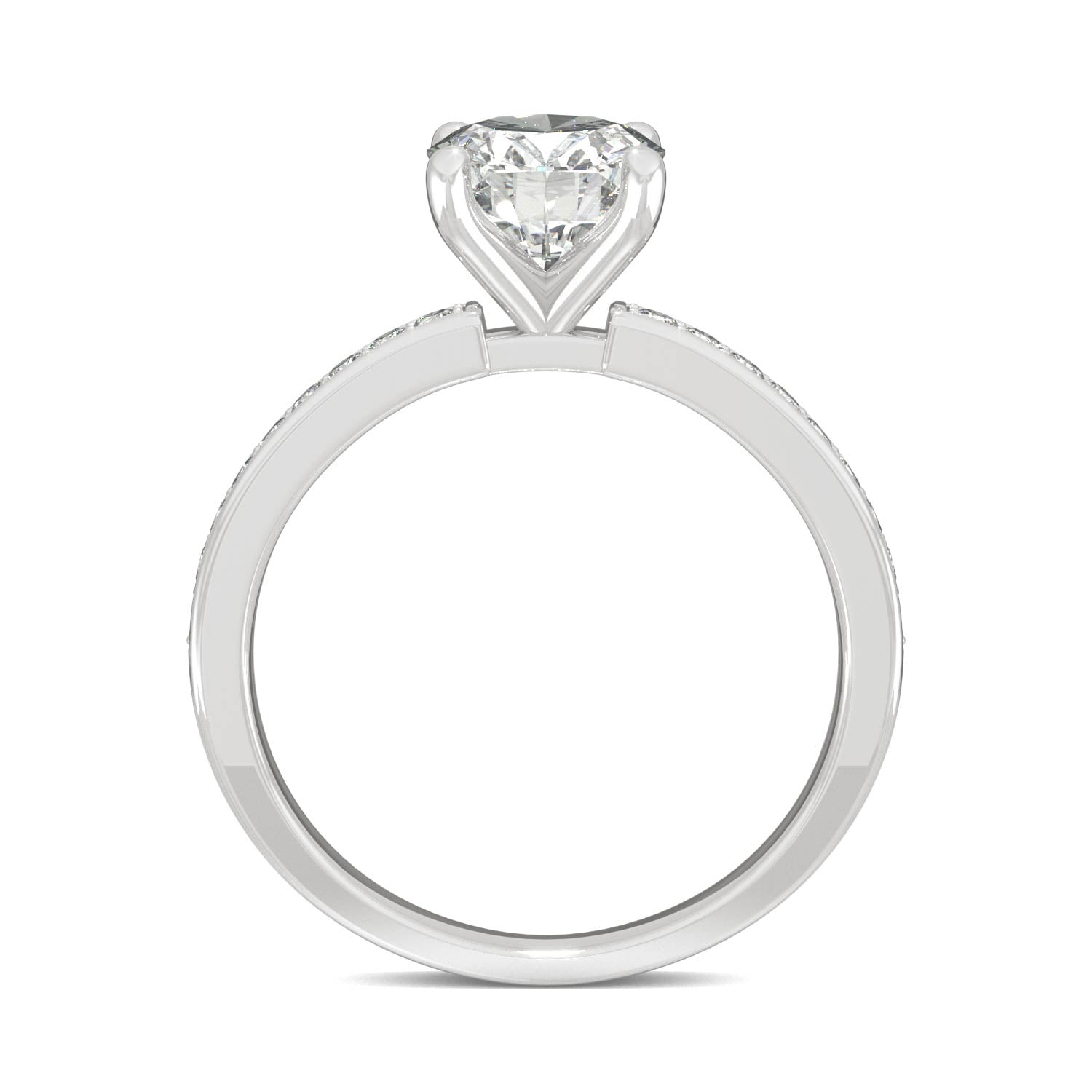 2.28 CTW DEW Oval Moissanite Engagement Ring in 14K White Gold