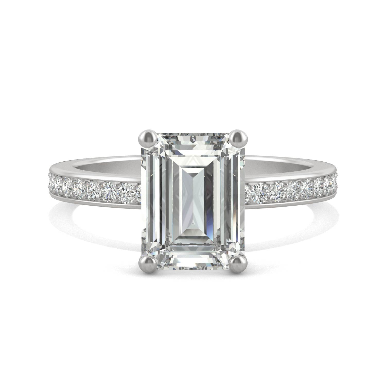 2.70 CTW DEW Emerald Moissanite Engagement Ring in 14K White Gold