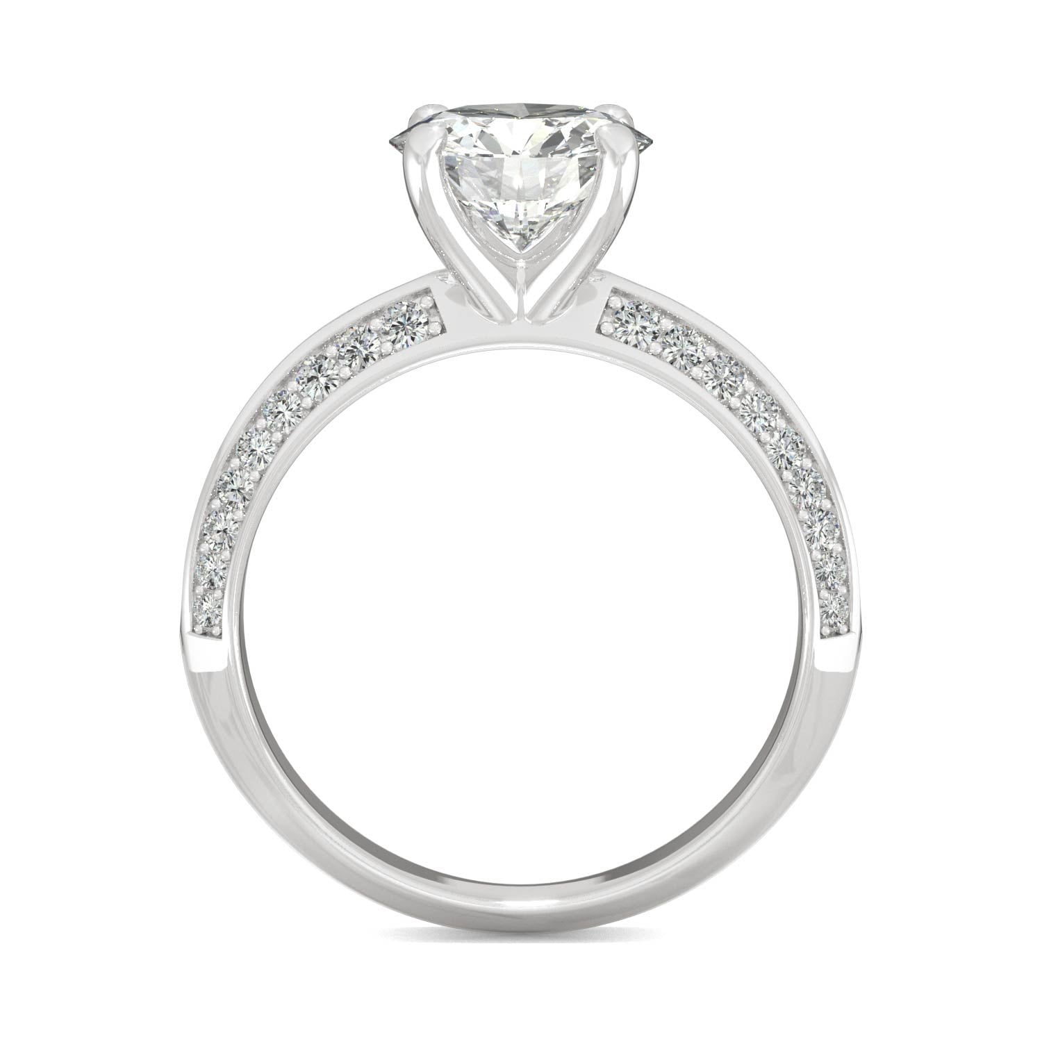 2.26 CTW DEW Round Moissanite Engagement Ring in 14K White Gold